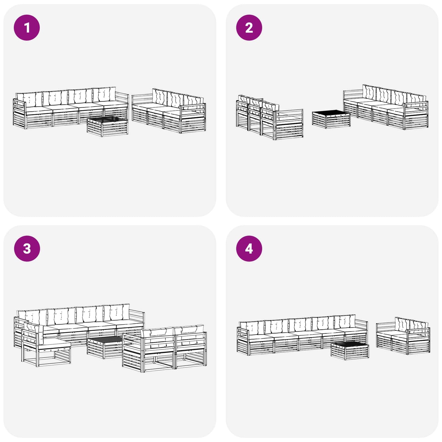 vidaXL Σειρά Καναπέ Εξωτερικού 8 pcs Άσπρο και Ανθρακί 79 x 79 x 37 εκ