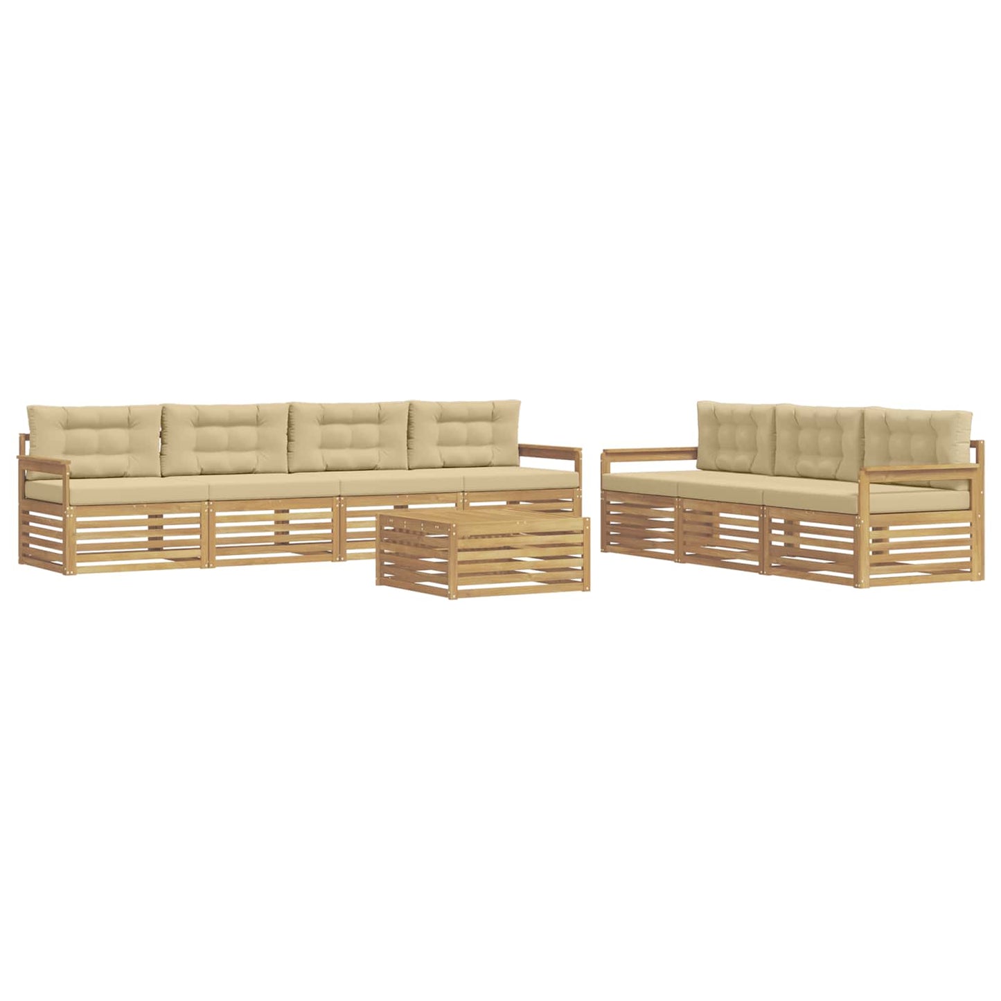 vidaXL Σειρά Καναπέ Εξωτερικού 8 pcs Λευκό και Μπεζ 79 x 79 x 37 εκ