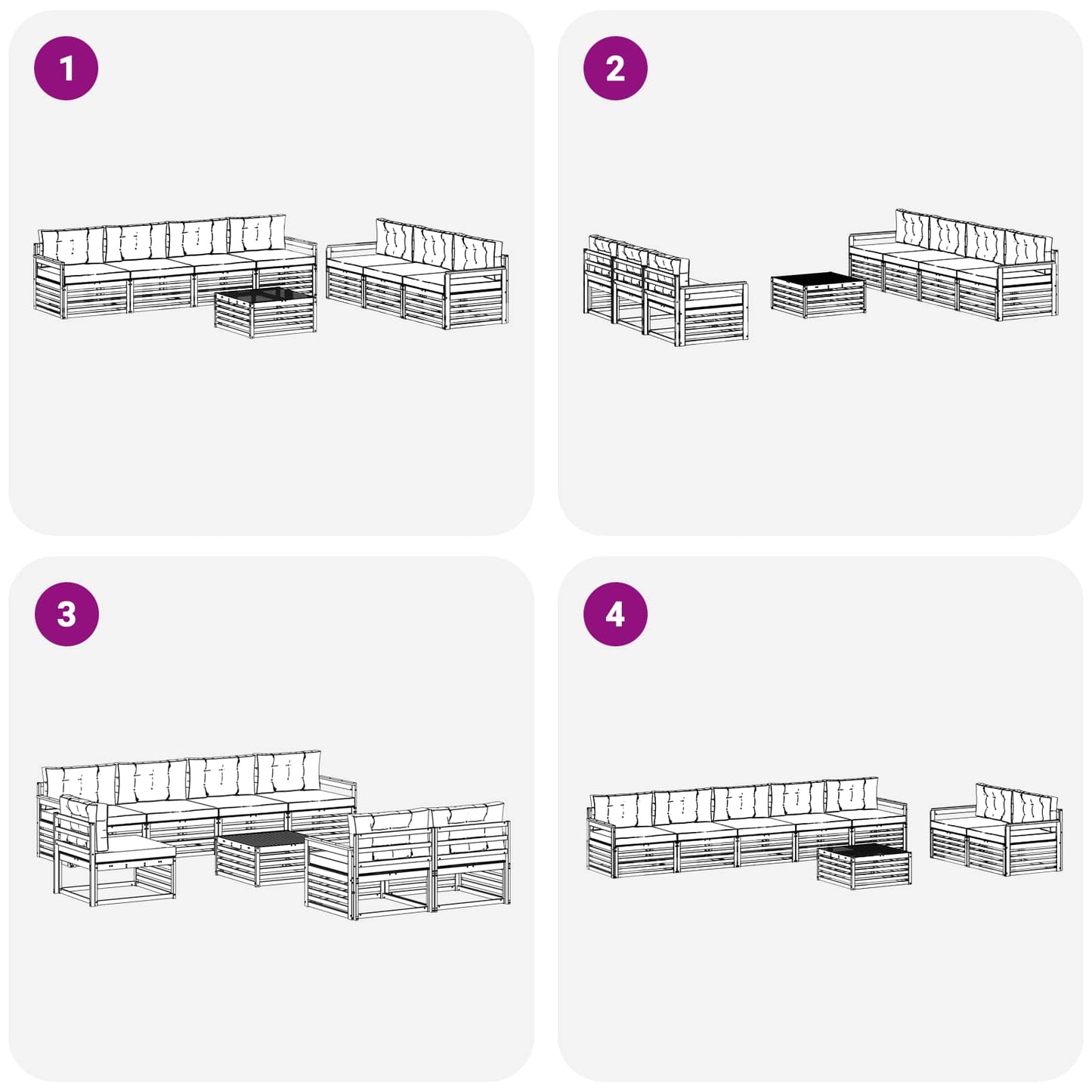 vidaXL Σειρά Καναπέ Εξωτερικού 8 pcs Λευκό και Μπεζ 79 x 79 x 37 εκ