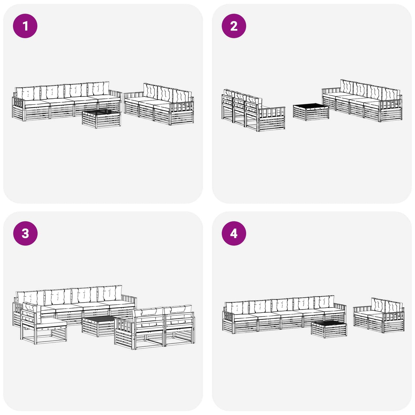vidaXL Σειρά Καναπέ Εξωτερικού 8 pcs Λευκό και Μπεζ 79 x 79 x 37 εκ