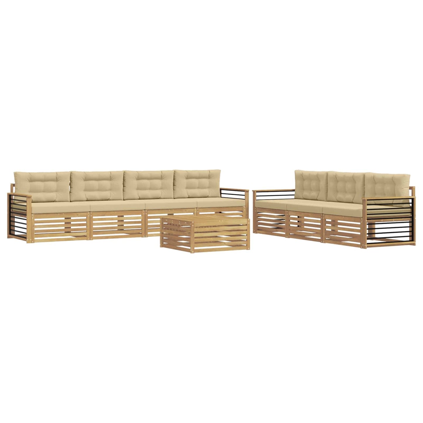 vidaXL Σειρά Καναπέ Εξωτερικού 8 pcs Λευκό και Μπεζ 79 x 79 x 37 εκ