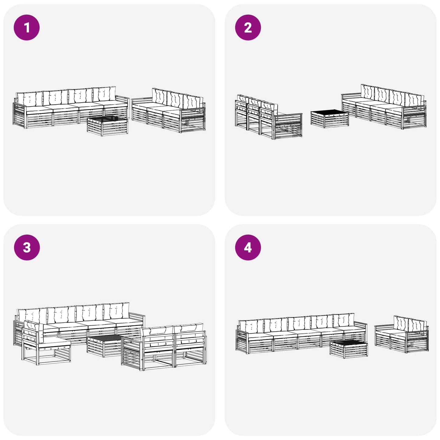 vidaXL Σειρά Καναπέ Εξωτερικού 8 pcs Λευκό και Μπεζ 79 x 79 x 37 εκ