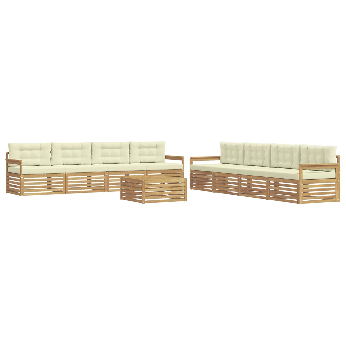 vidaXL Σειρά Καναπέ Εξωτερικού 9 τμχ. Λευκό και Κρεμ Πολυεστέρας