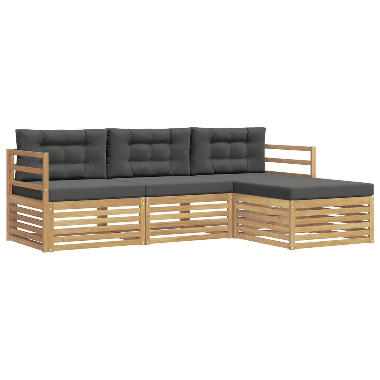 vidaXL Σειρά Καναπέ Εξωτερικού 4 pcs Άσπρο και Ανθρακί Πολυεστέρας