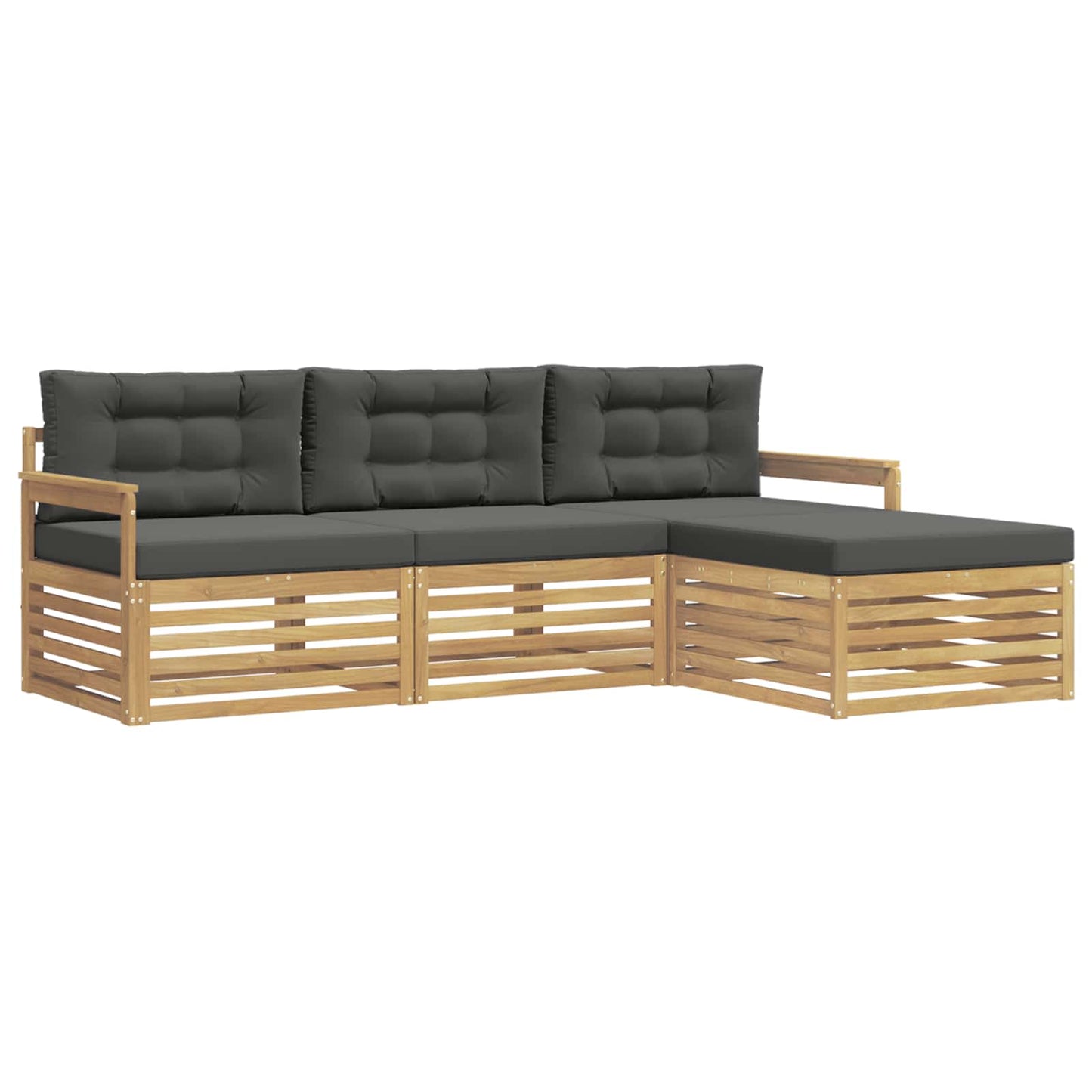 vidaXL Σειρά Καναπέ Εξωτερικού 4 pcs Άσπρο και Ανθρακί Πολυεστέρας