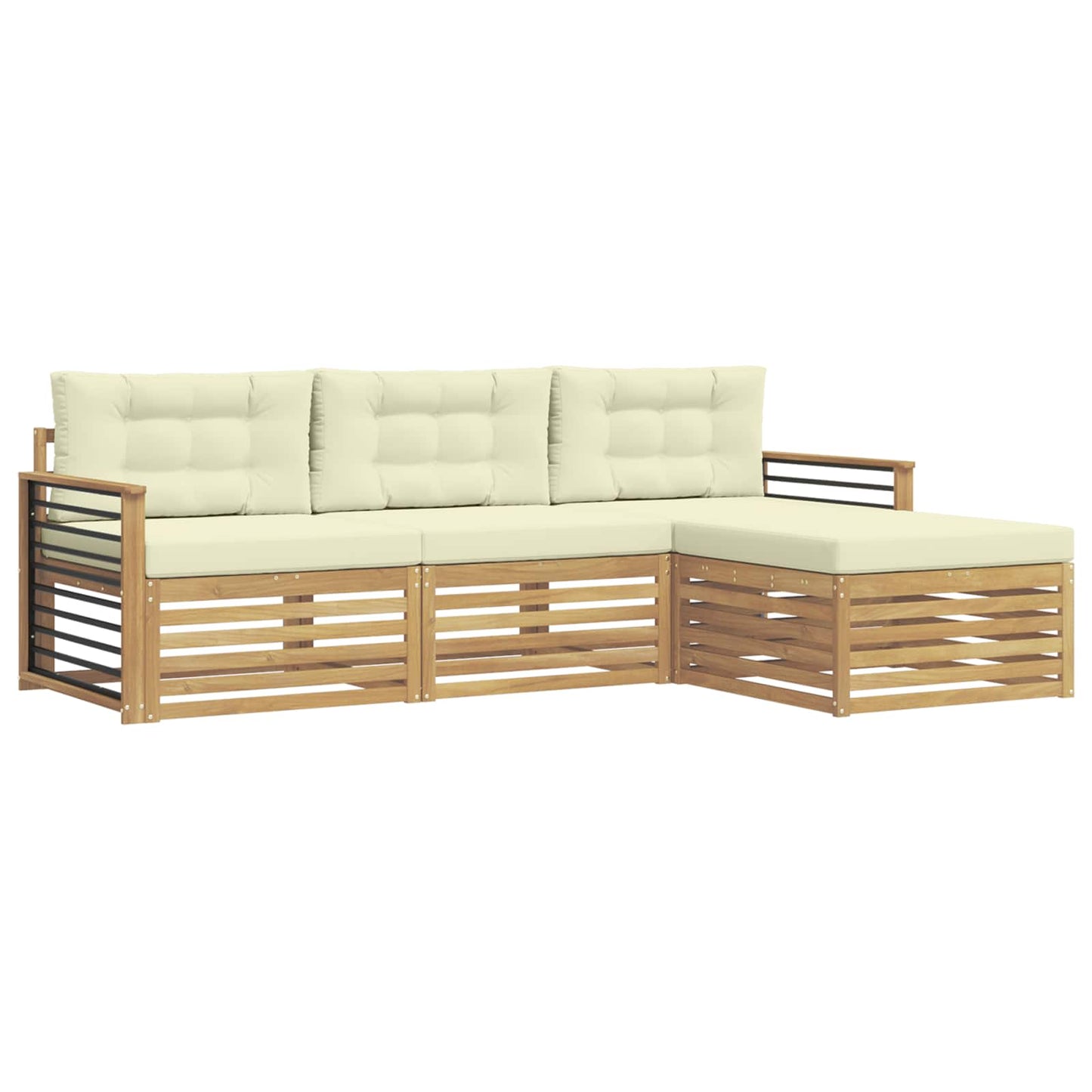 vidaXL Σειρά Καναπέ Εξωτερικού 4 pcs Λευκό και Κρεμ Πολυεστέρας