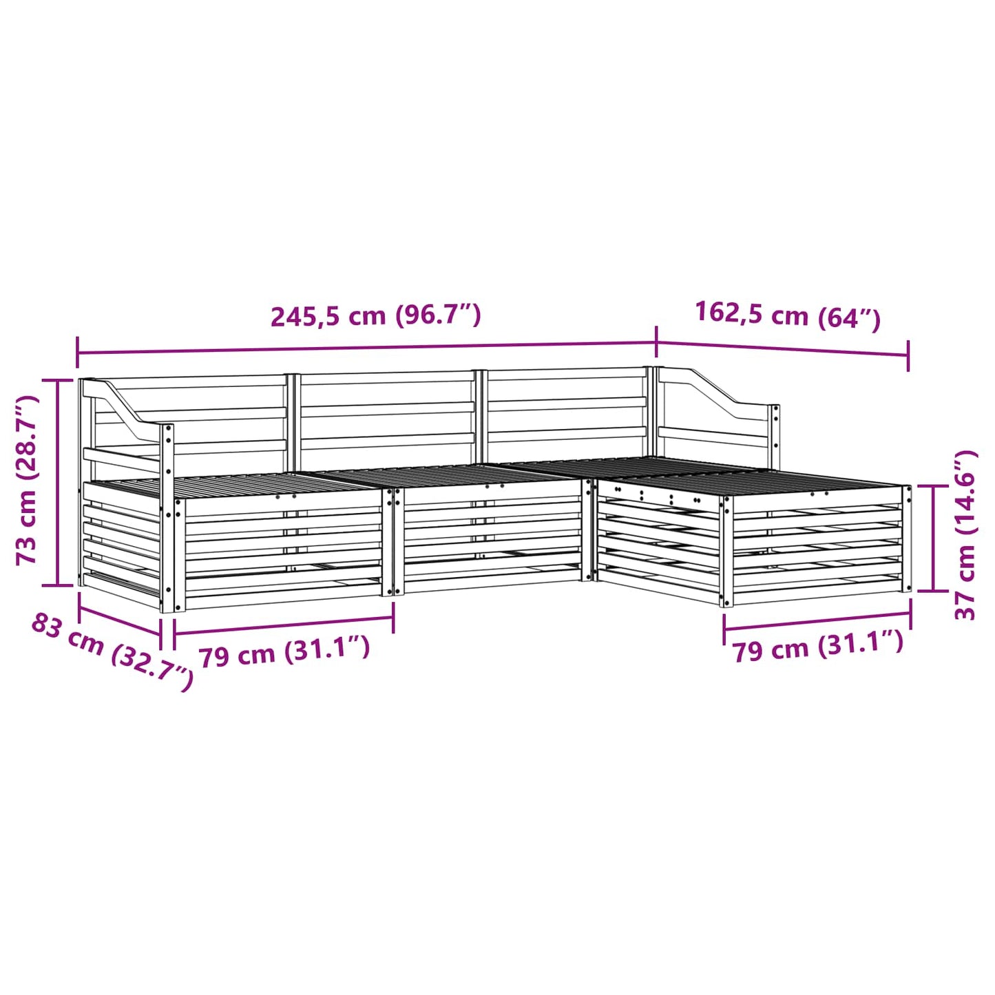 vidaXL Σειρά Καναπέ Εξωτερικού 4 pcs Λευκό Στερεό Ξύλο Ακακίας
