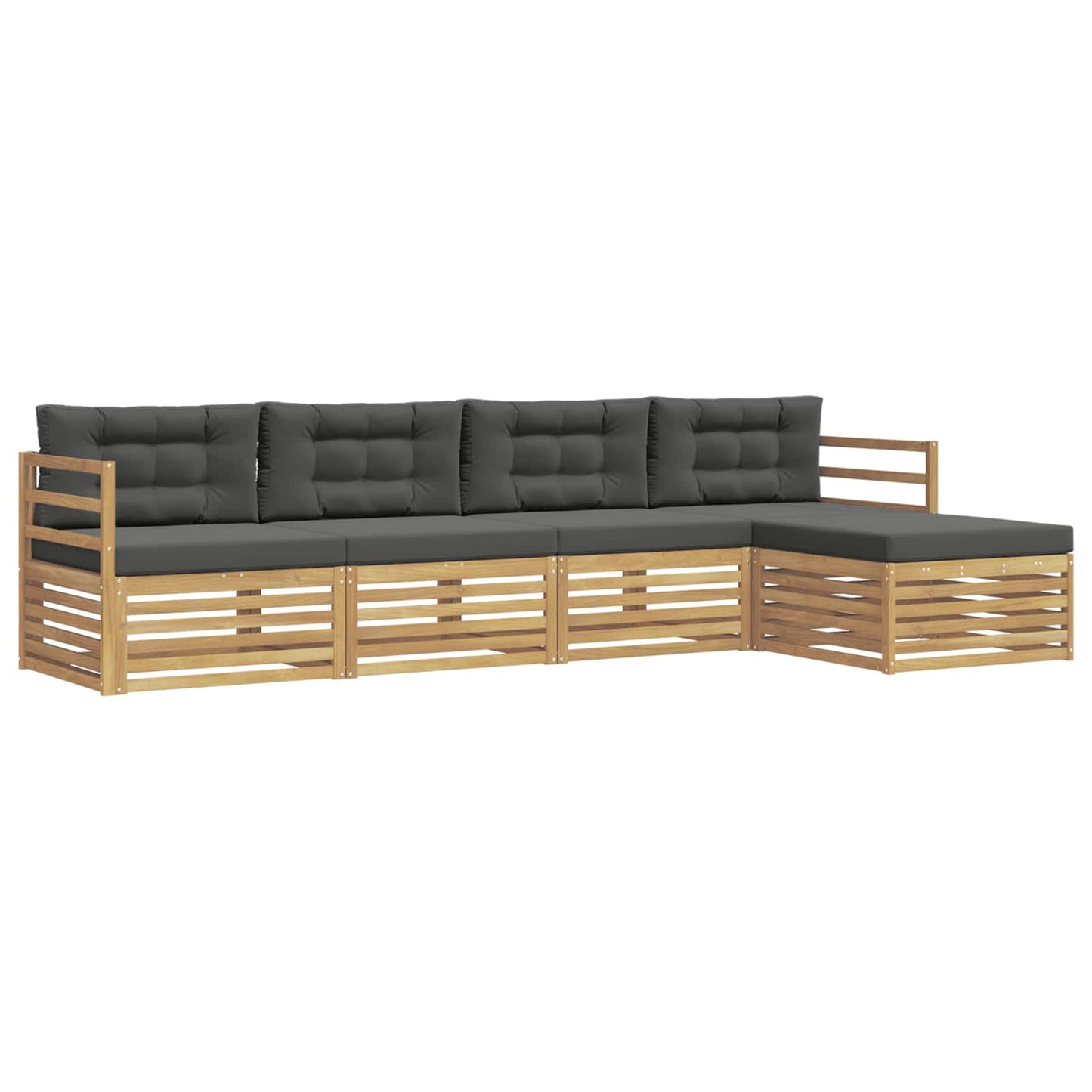 vidaXL Σειρά Καναπέ Εξωτερικού 5 pcs Άσπρο και Ανθρακί Πολυεστέρας