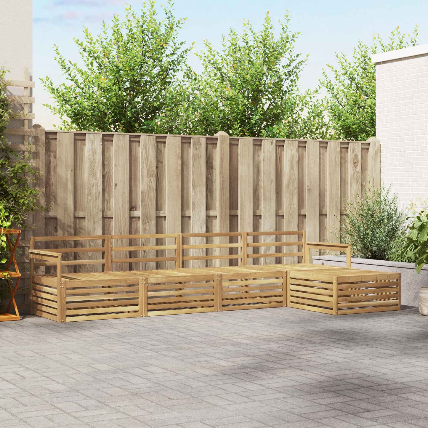 vidaXL Σειρά Καναπέ Εξωτερικού 5 pcs Λευκό Στερεό Ξύλο Ακακίας