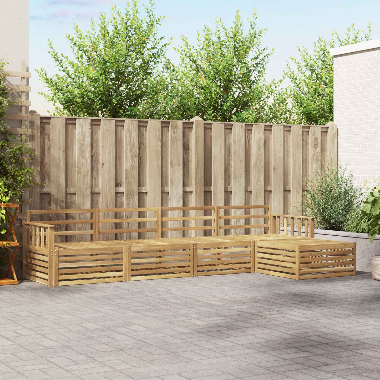vidaXL Σειρά Καναπέ Εξωτερικού 5 pcs Λευκό Στερεό Ξύλο Ακακίας