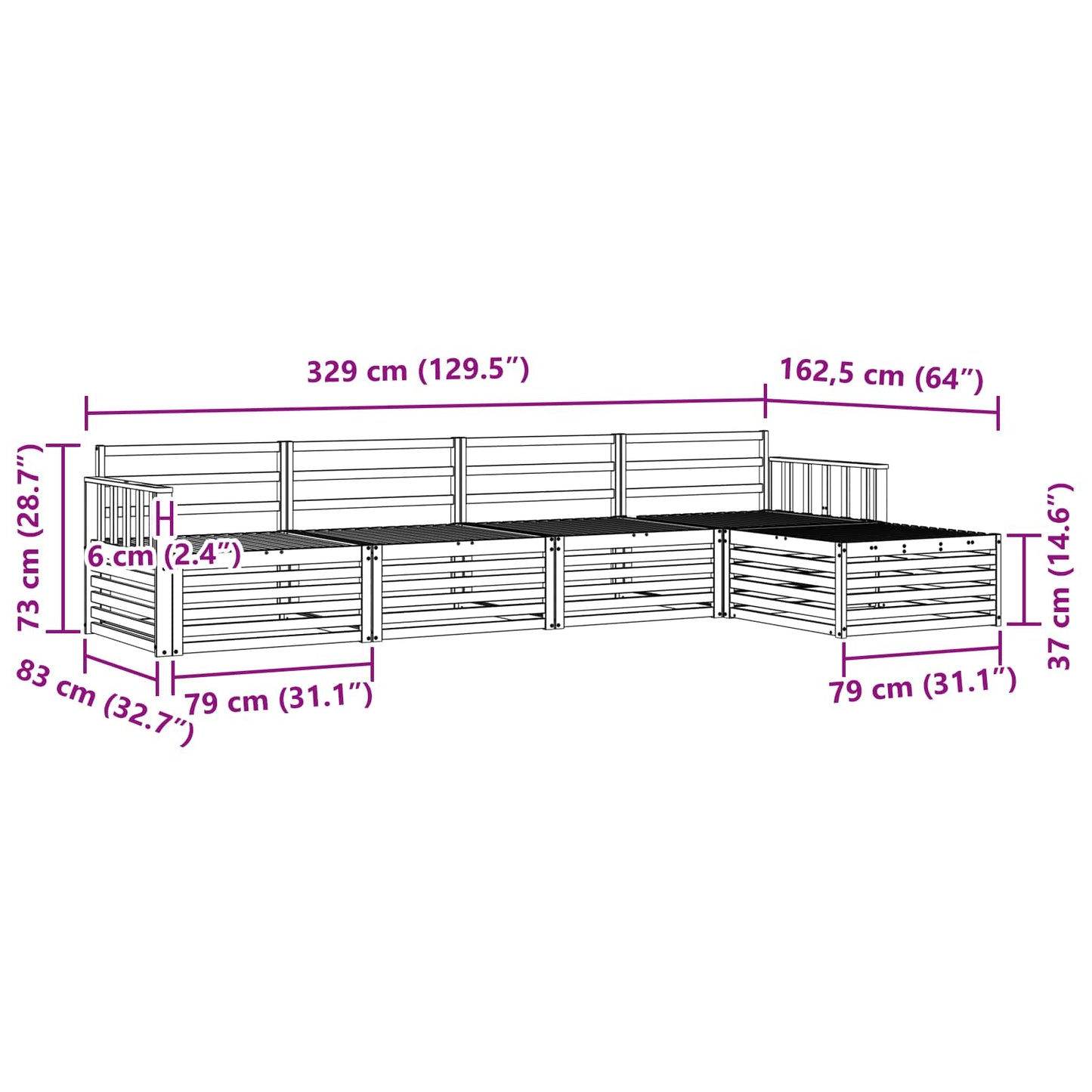 vidaXL Σειρά Καναπέ Εξωτερικού 5 pcs Λευκό Στερεό Ξύλο Ακακίας