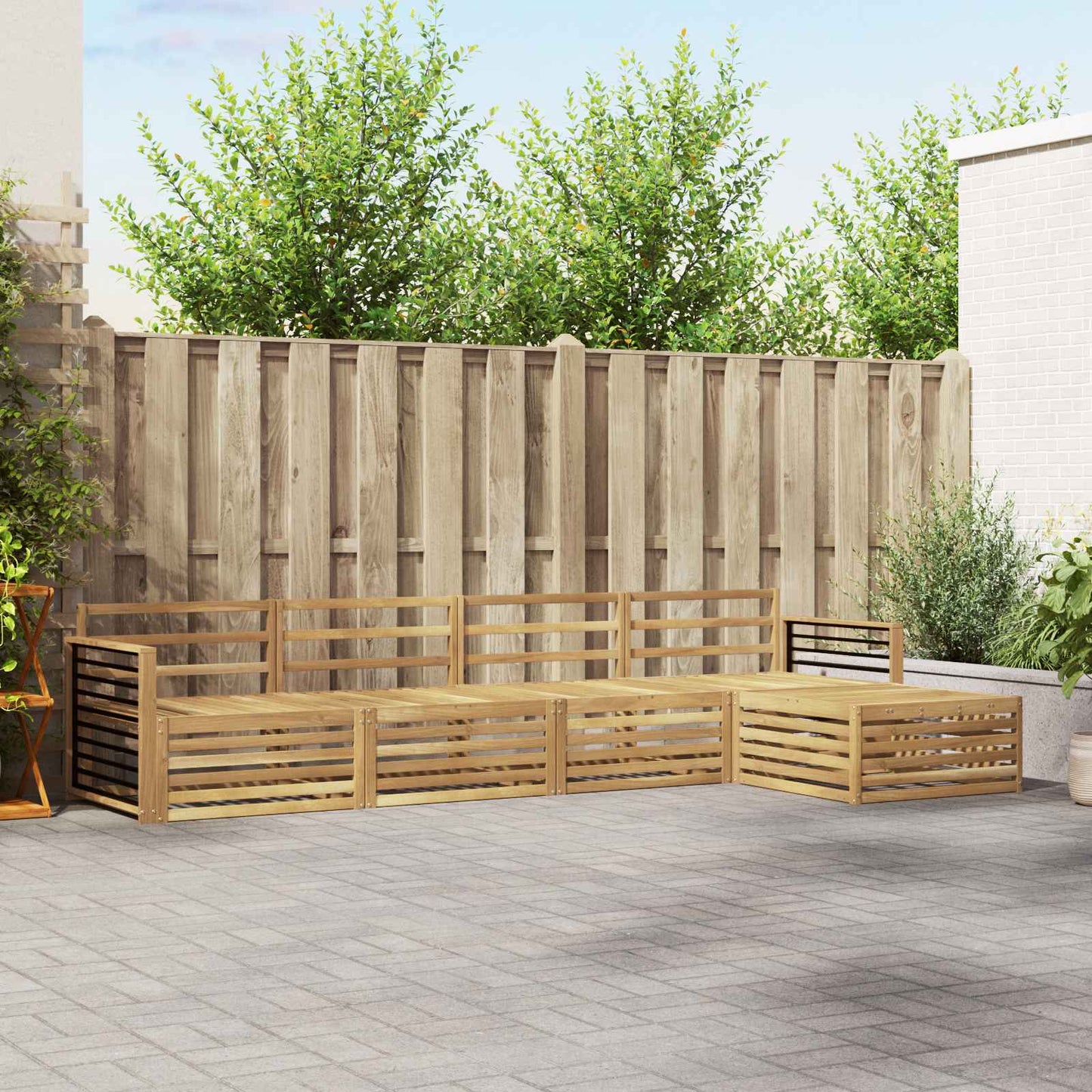 vidaXL Σειρά Καναπέ Εξωτερικού 5 pcs Λευκό Στερεό Ξύλο Ακακίας