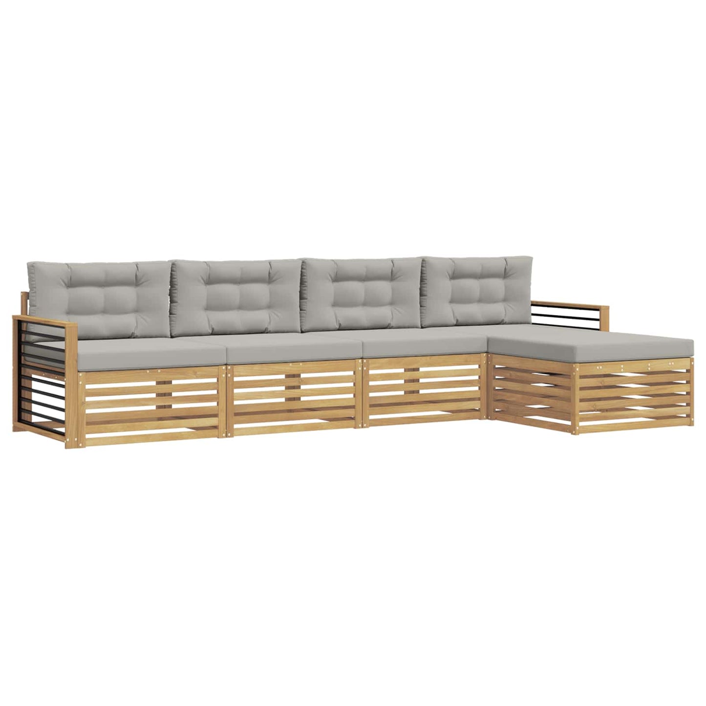 vidaXL Σειρά Καναπέ Εξωτερικού 5 pcs Λευκό και Ανοιχτό Γκρι