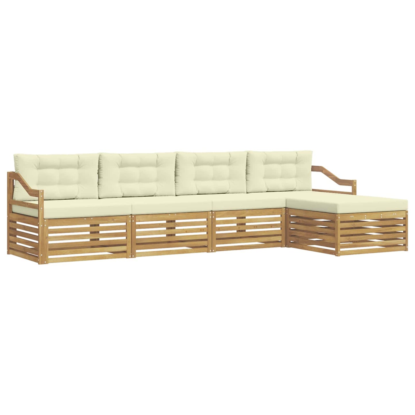 vidaXL Σειρά Καναπέ Εξωτερικού 5 pcs Λευκό και Κρεμ Πολυεστέρας