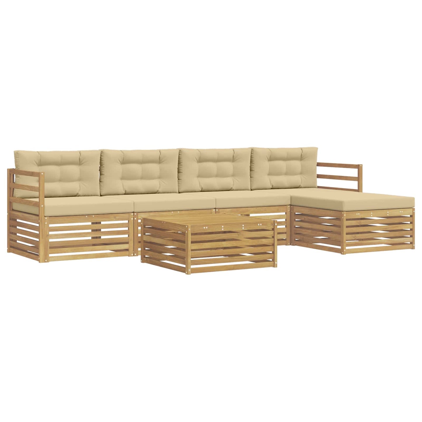 vidaXL Σειρά Καναπέ Εξωτερικού 6 pcs Λευκό και Μπεζ 79 x 79 x 37 εκ