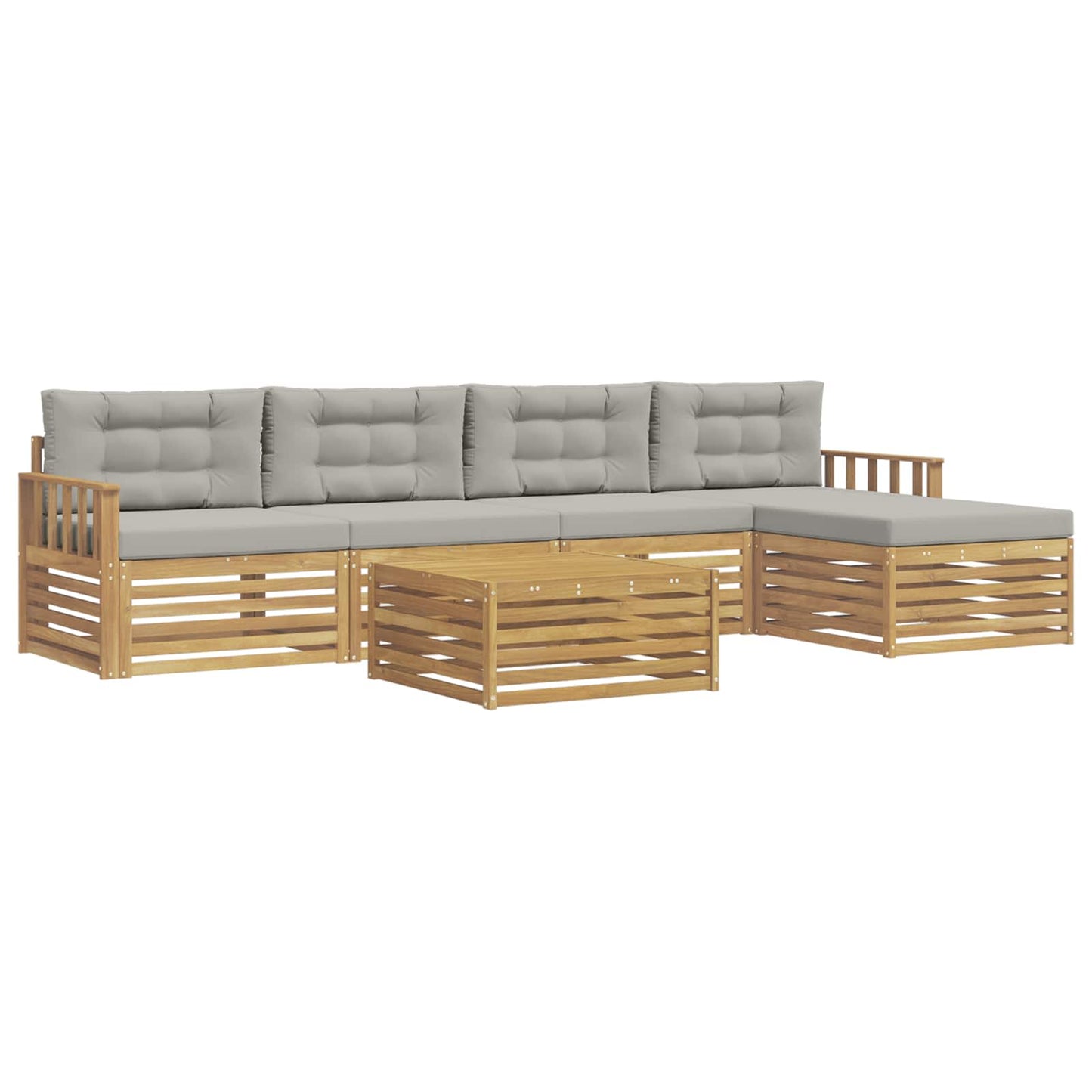vidaXL Σειρά Καναπέ Εξωτερικού 7 pcs Λευκό και Ανοιχτό Γκρι