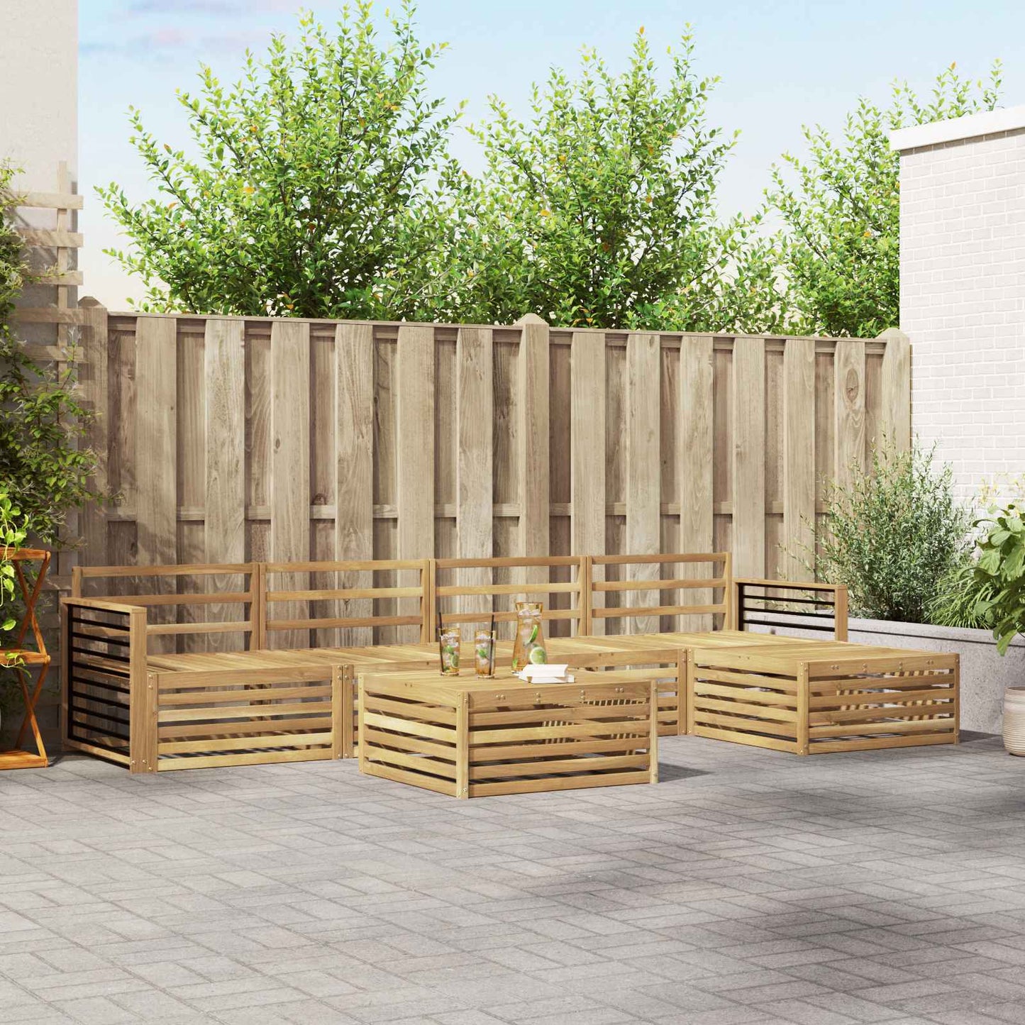 vidaXL Σειρά Καναπέ Εξωτερικού 7 pcs Λευκό Στερεό Ξύλο Ακακίας