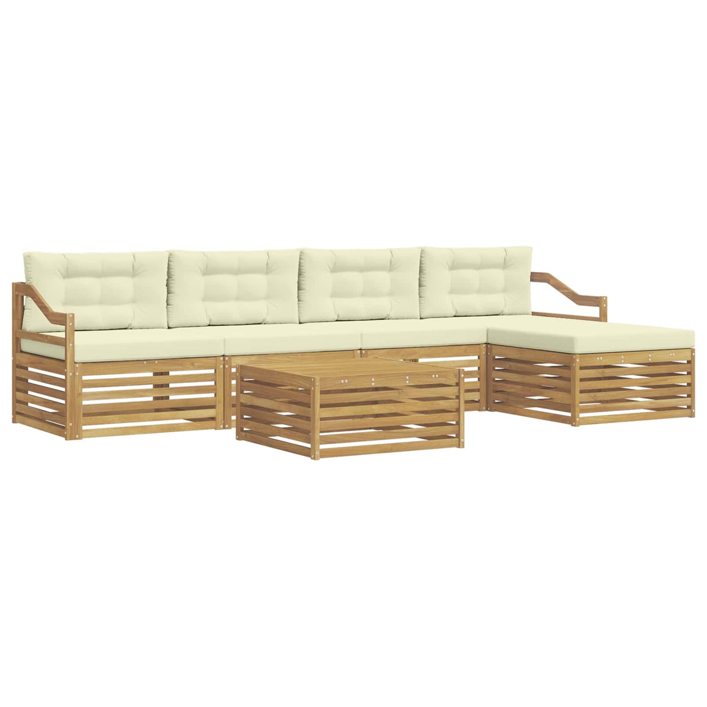vidaXL Σειρά Καναπέ Εξωτερικού 6 pcs Λευκό και Κρεμ 79 x 79 x 37 εκ