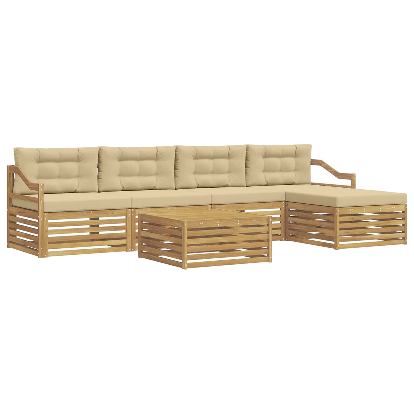 vidaXL Σειρά Καναπέ Εξωτερικού 6 pcs Λευκό και Μπεζ 79 x 79 x 37 εκ