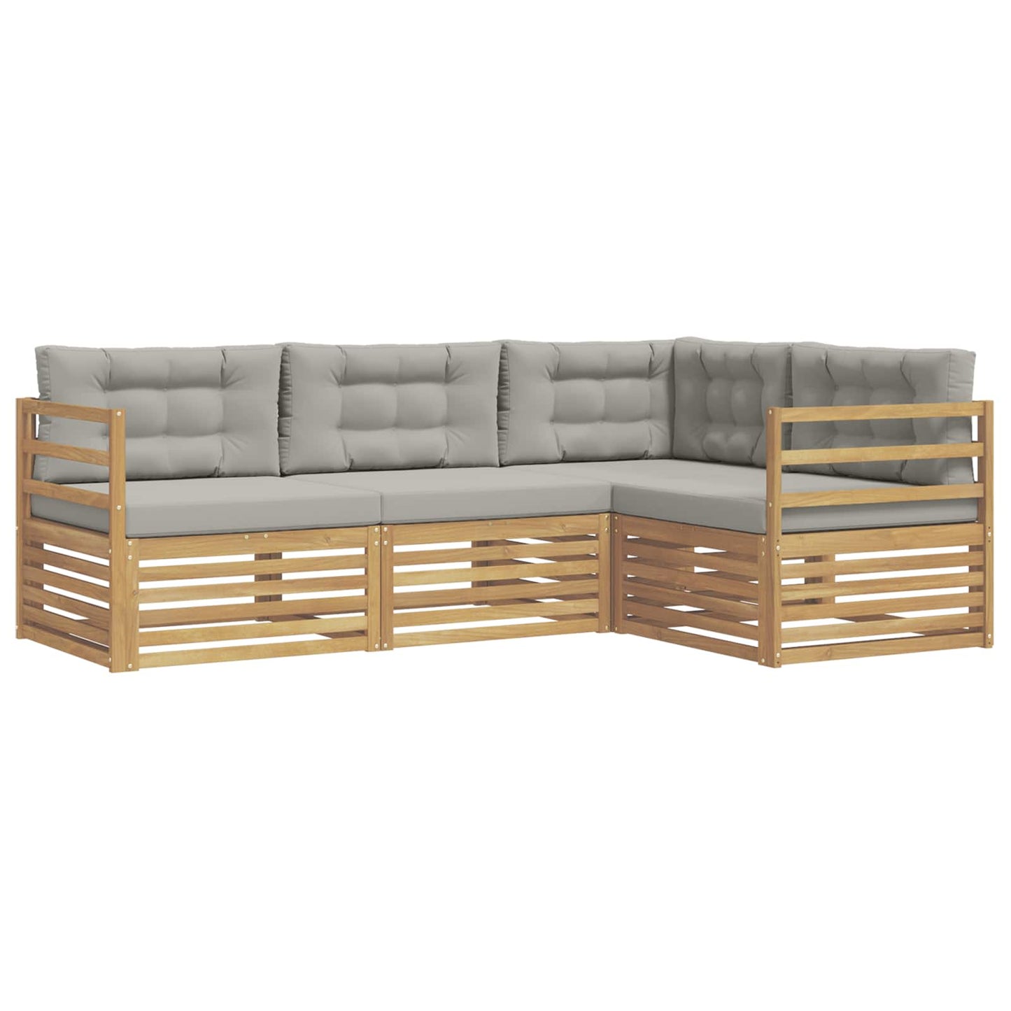 vidaXL Σειρά Καναπέ Εξωτερικού 4 pcs Λευκό και Ανοιχτό Γκρι