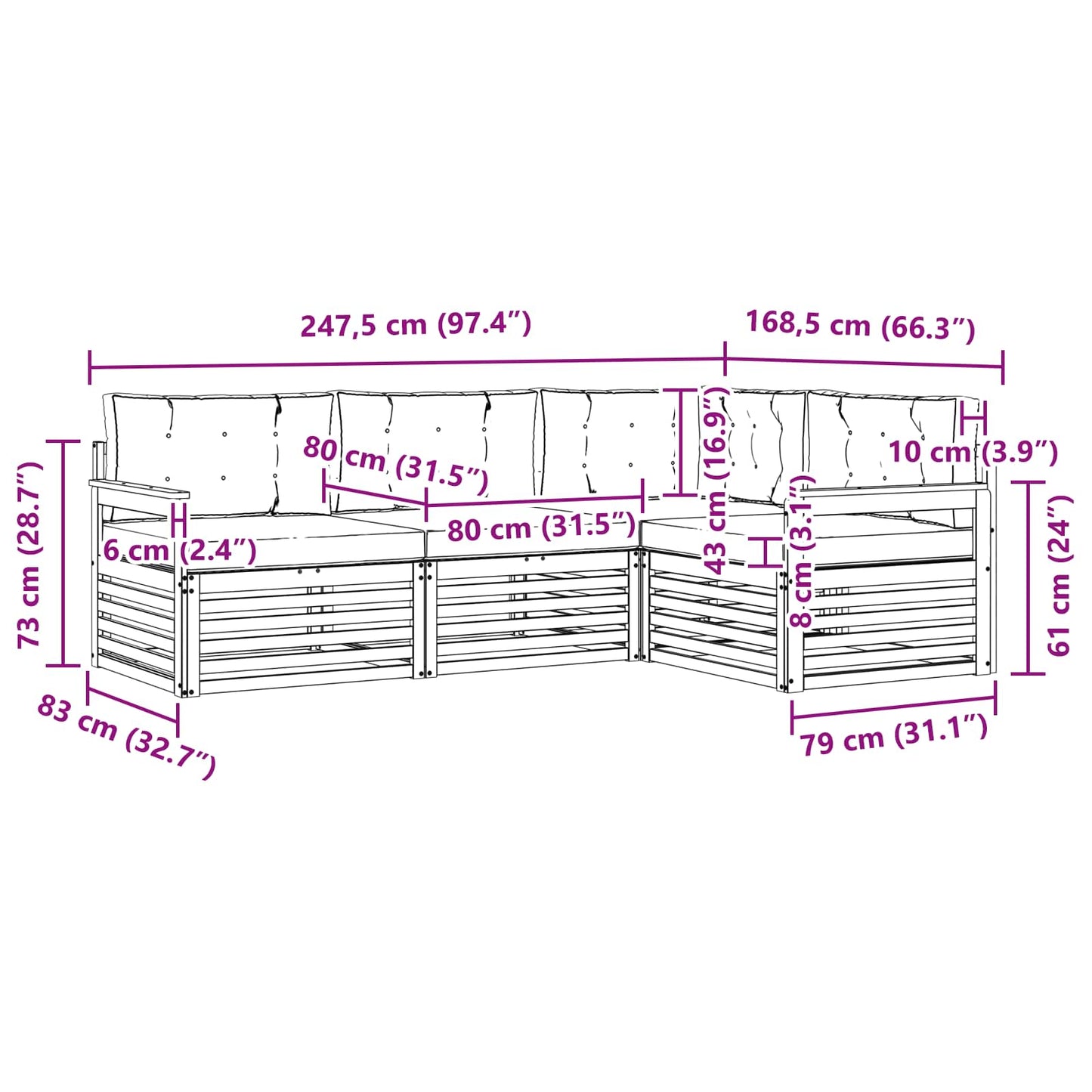 vidaXL Σειρά Καναπέ Εξωτερικού 5 pcs Λευκό και Μπεζ Πολυεστέρας