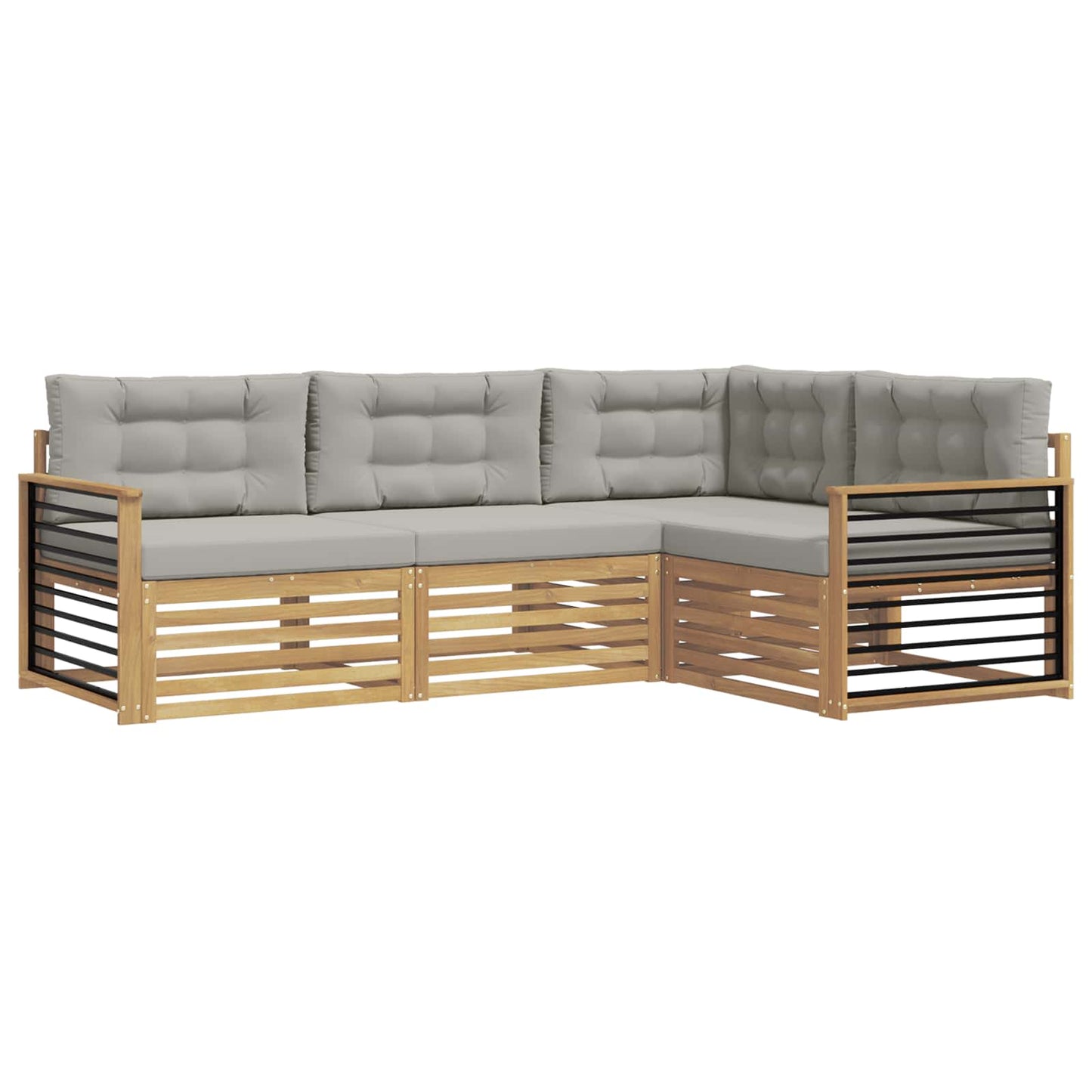 vidaXL Σειρά Καναπέ Εξωτερικού 5 pcs Λευκό και Ανοιχτό Γκρι