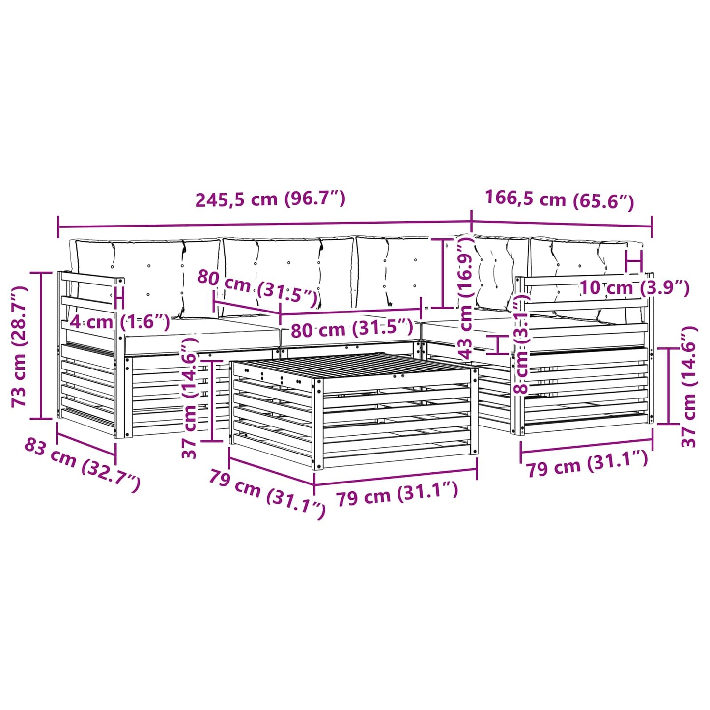 vidaXL Σειρά Καναπέ Εξωτερικού 5 pcs Λευκό και Ανοιχτό Γκρι