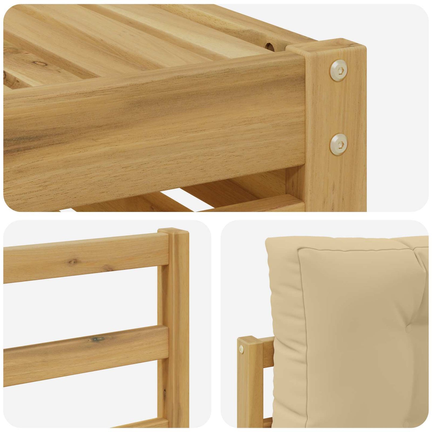 vidaXL Σειρά Καναπέ Εξωτερικού 5 pcs Λευκό και Μπεζ Πολυεστέρας