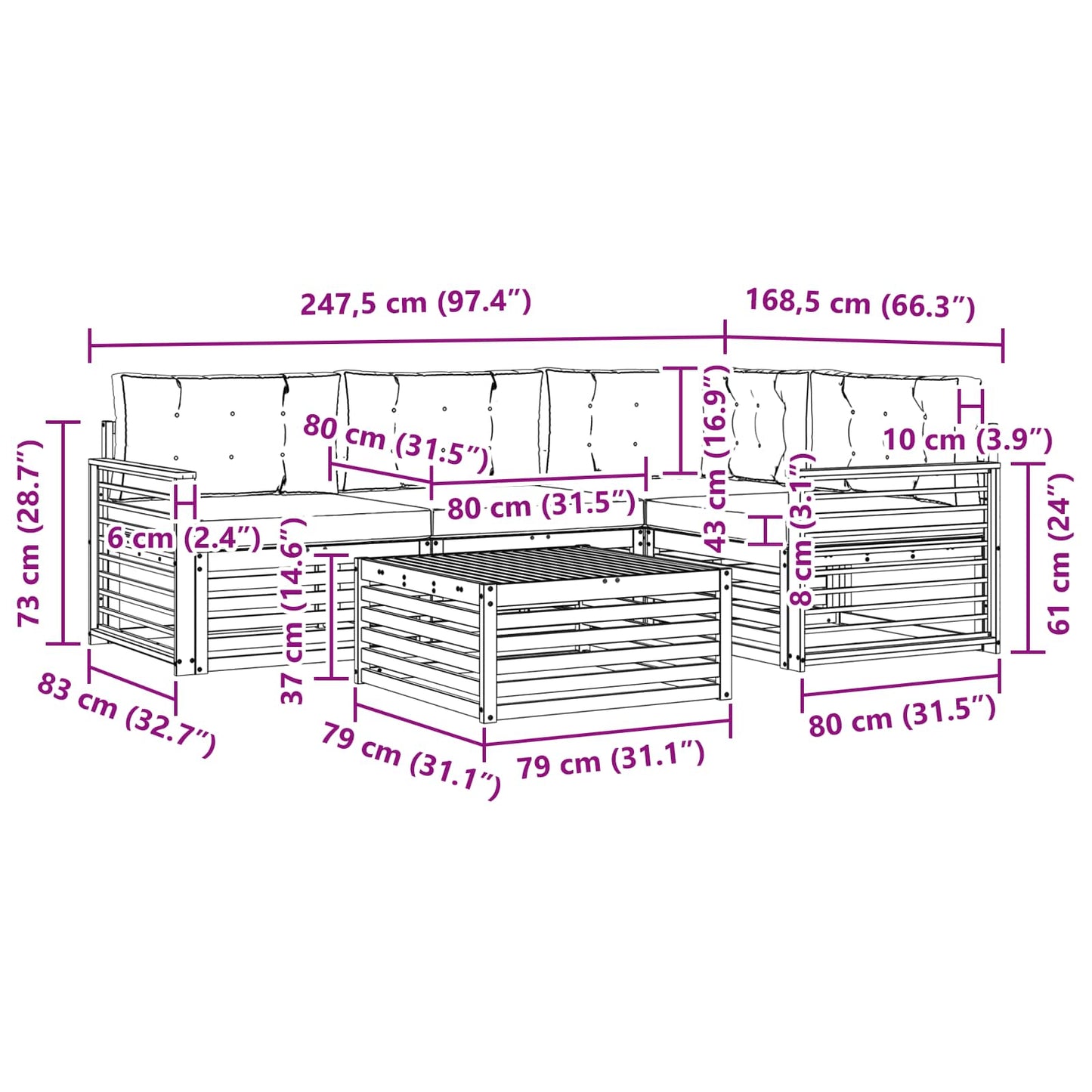 vidaXL Σειρά Καναπέ Εξωτερικού 6 pcs Λευκό και Ανοιχτό Γκρι
