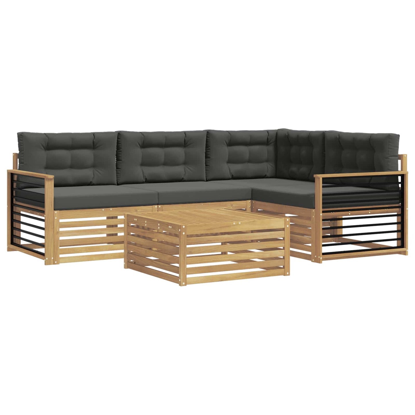 vidaXL Σειρά Καναπέ Εξωτερικού 6 pcs Άσπρο και Ανθρακί Πολυεστέρας