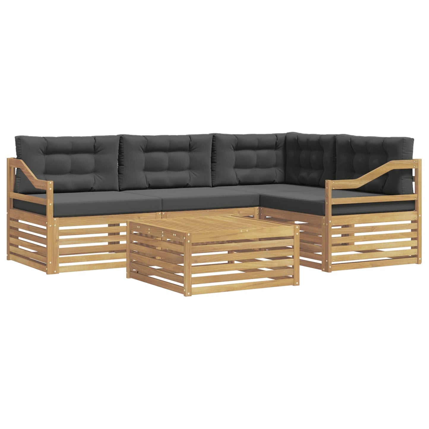 vidaXL Σειρά Καναπέ Εξωτερικού 5 pcs Άσπρο και Ανθρακί Πολυεστέρας