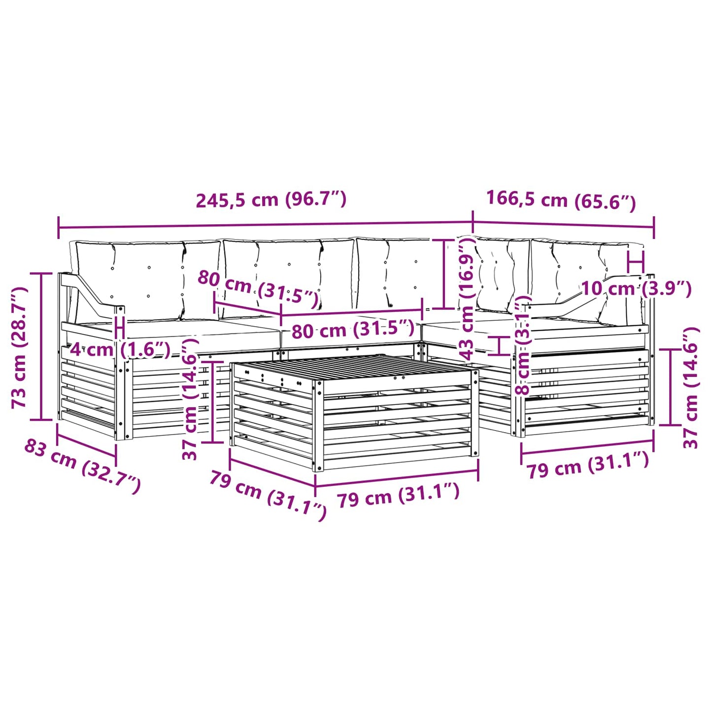 vidaXL Σειρά Καναπέ Εξωτερικού 5 pcs Άσπρο και Ανθρακί Πολυεστέρας
