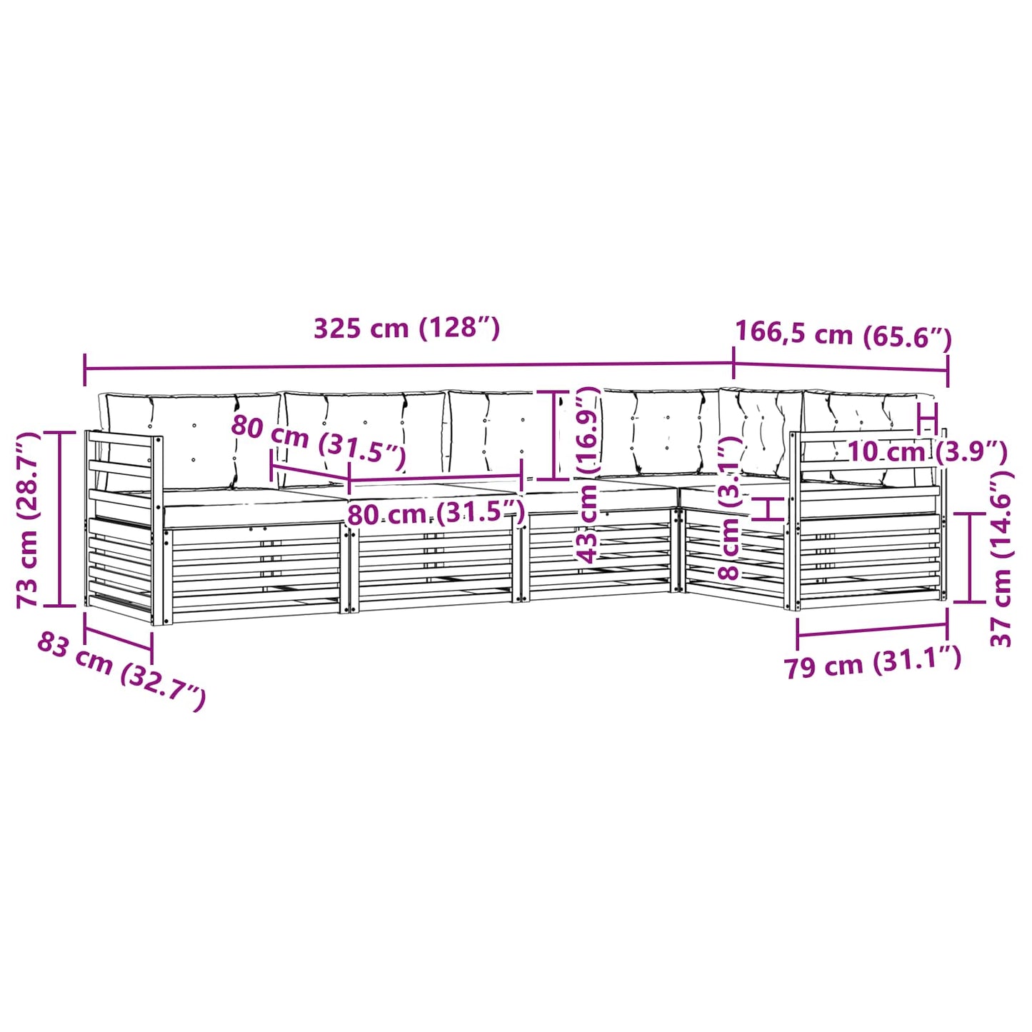 vidaXL Σειρά Καναπέ Εξωτερικού 5 pcs Άσπρο και Ανθρακί Πολυεστέρας