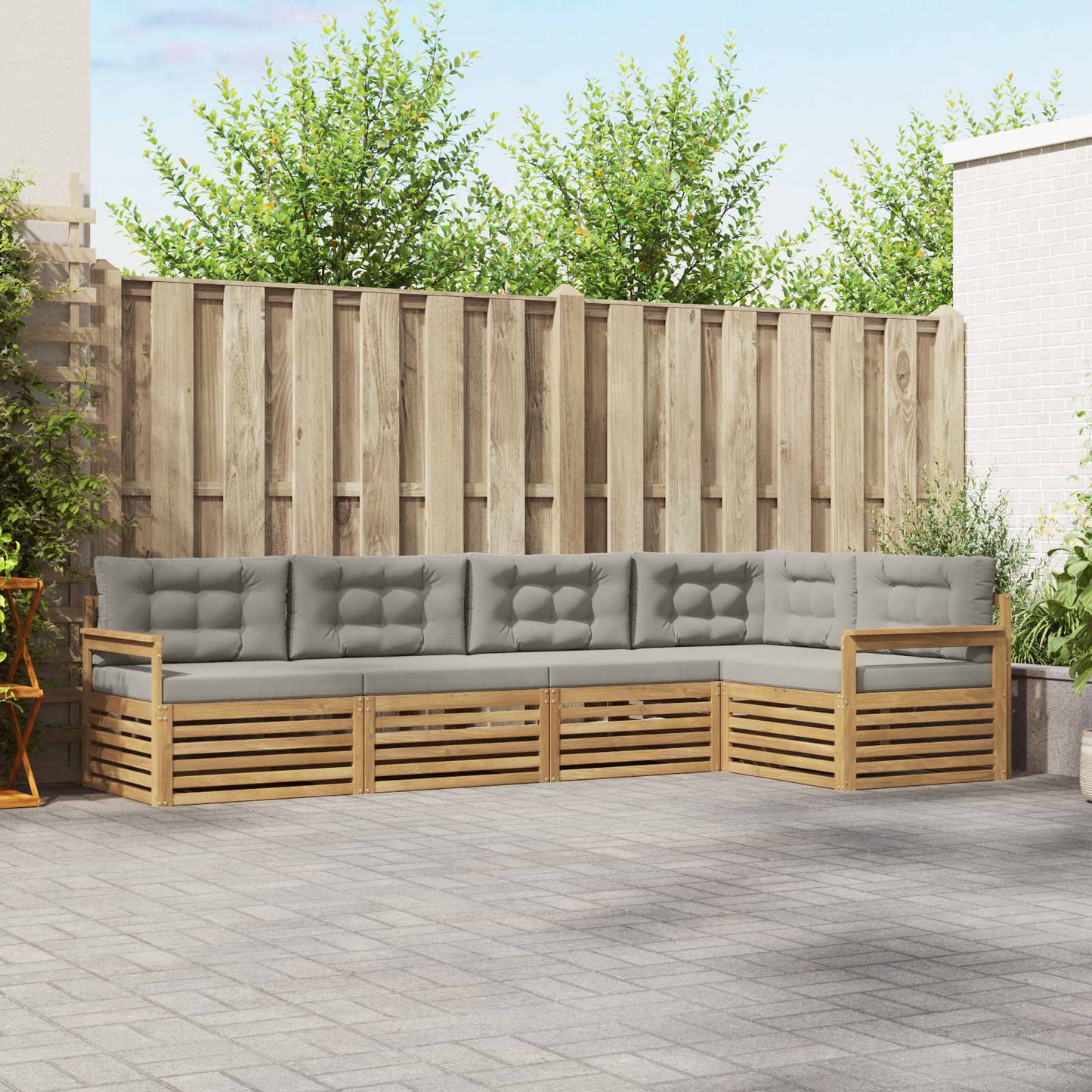vidaXL Σειρά Καναπέ Εξωτερικού 6 pcs Λευκό και Ανοιχτό Γκρι