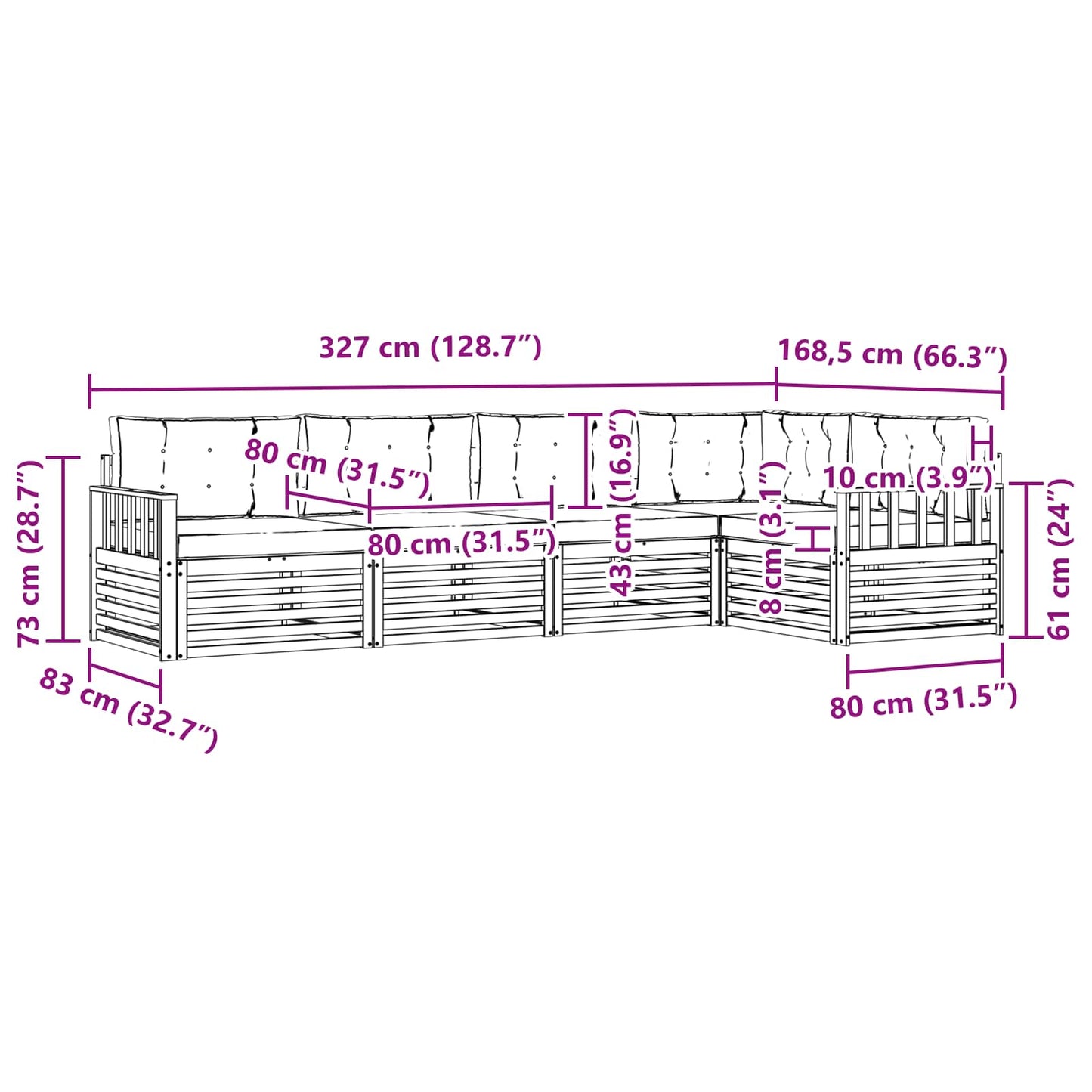 vidaXL Σειρά Καναπέ Εξωτερικού 6 pcs Άσπρο και Ανθρακί Πολυεστέρας