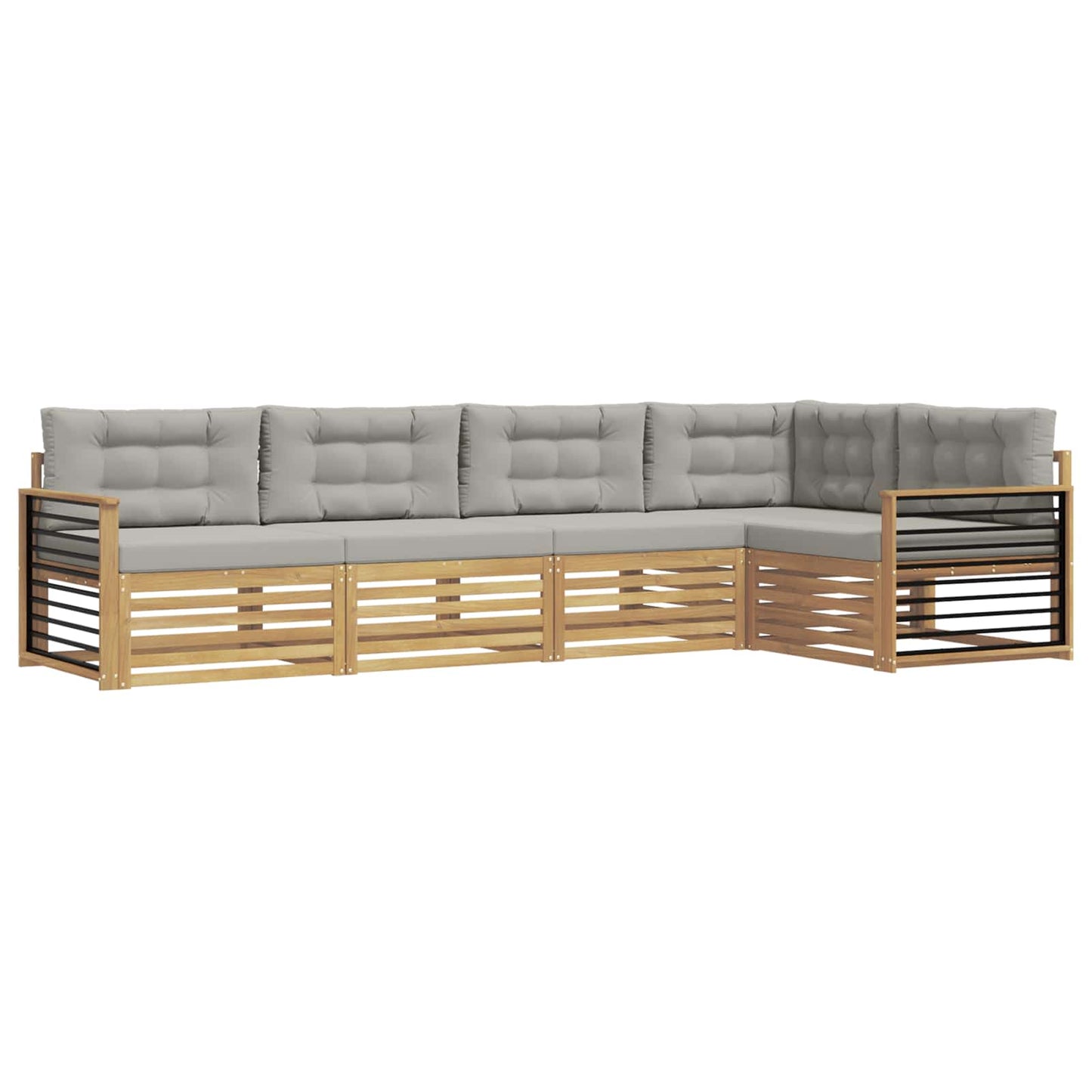 vidaXL Σειρά Καναπέ Εξωτερικού 6 pcs Λευκό και Ανοιχτό Γκρι