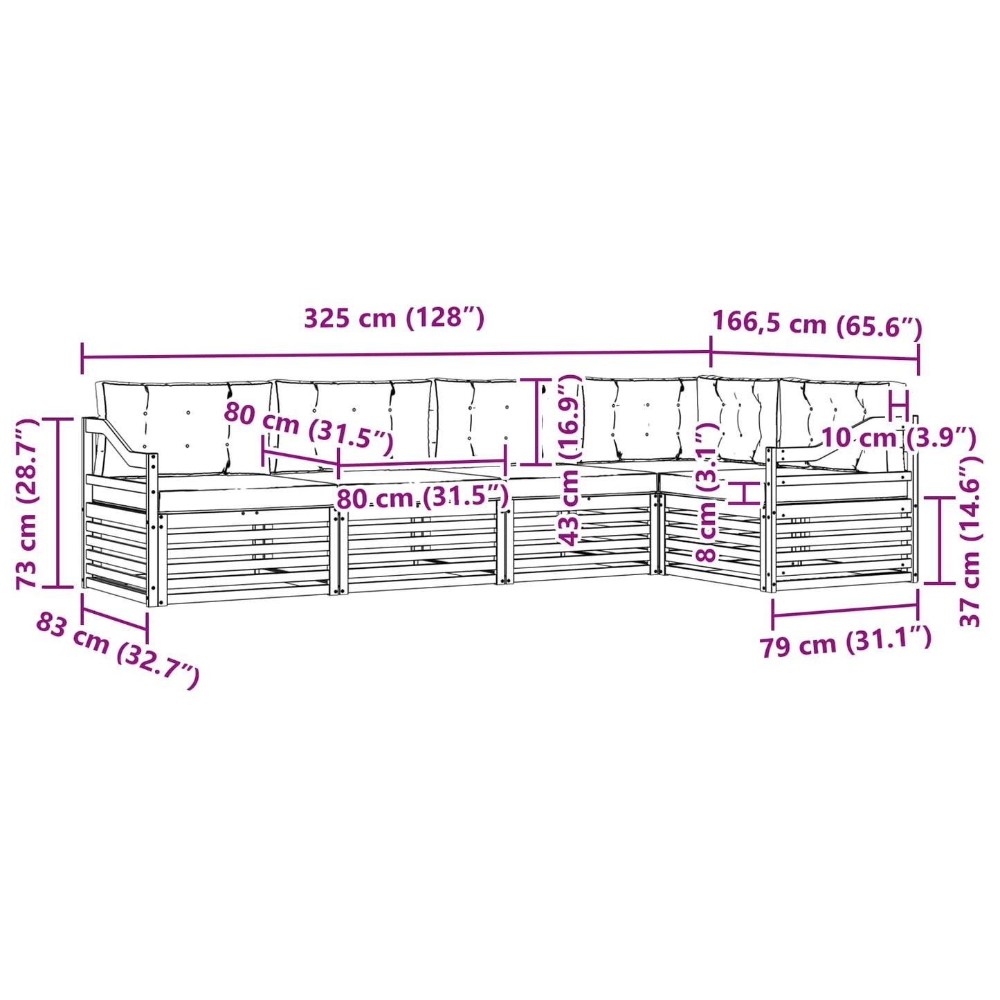 vidaXL Σειρά Καναπέ Εξωτερικού 5 pcs Λευκό και Ανοιχτό Γκρι