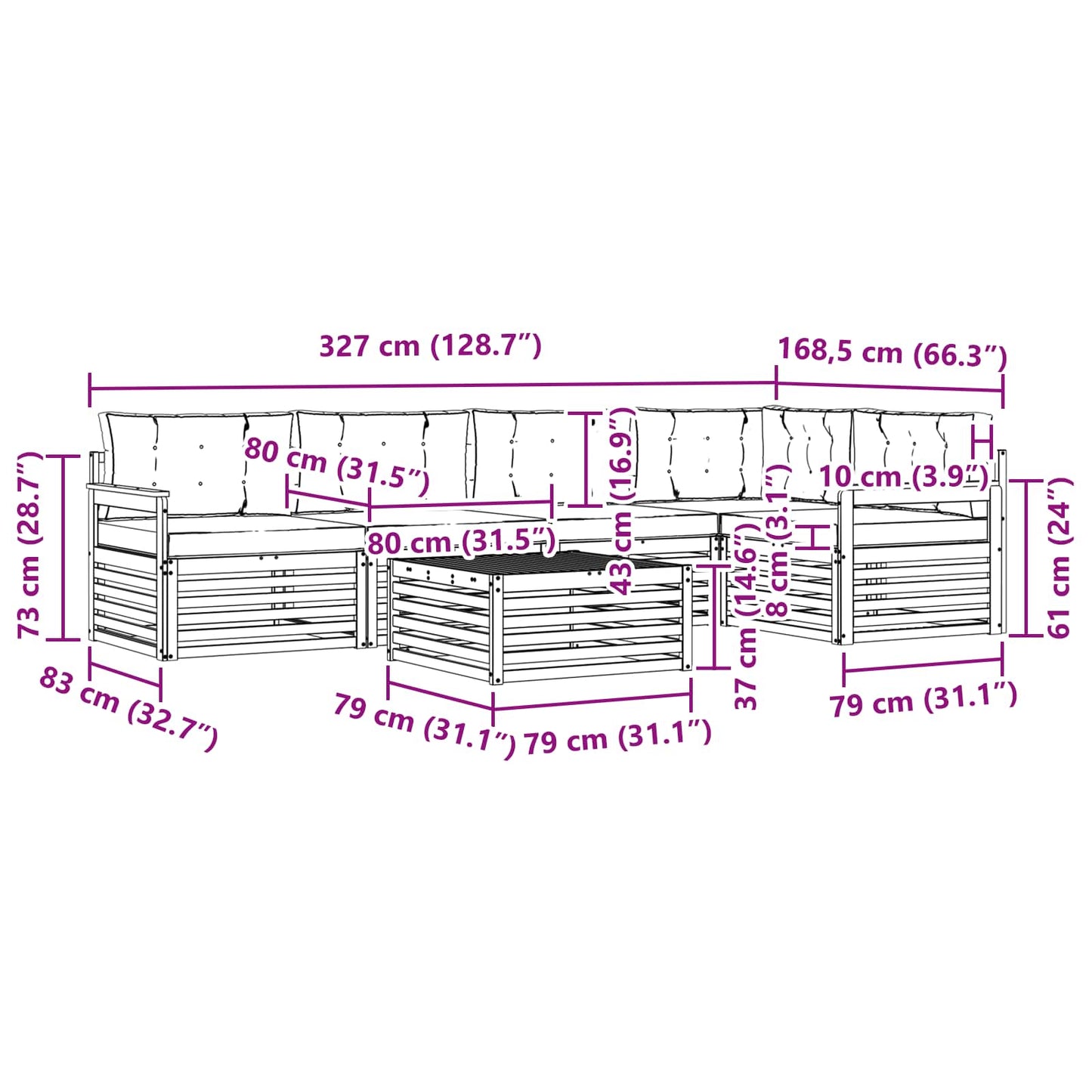 vidaXL Σειρά Καναπέ Εξωτερικού 6 pcs Λευκό και Ανοιχτό Γκρι