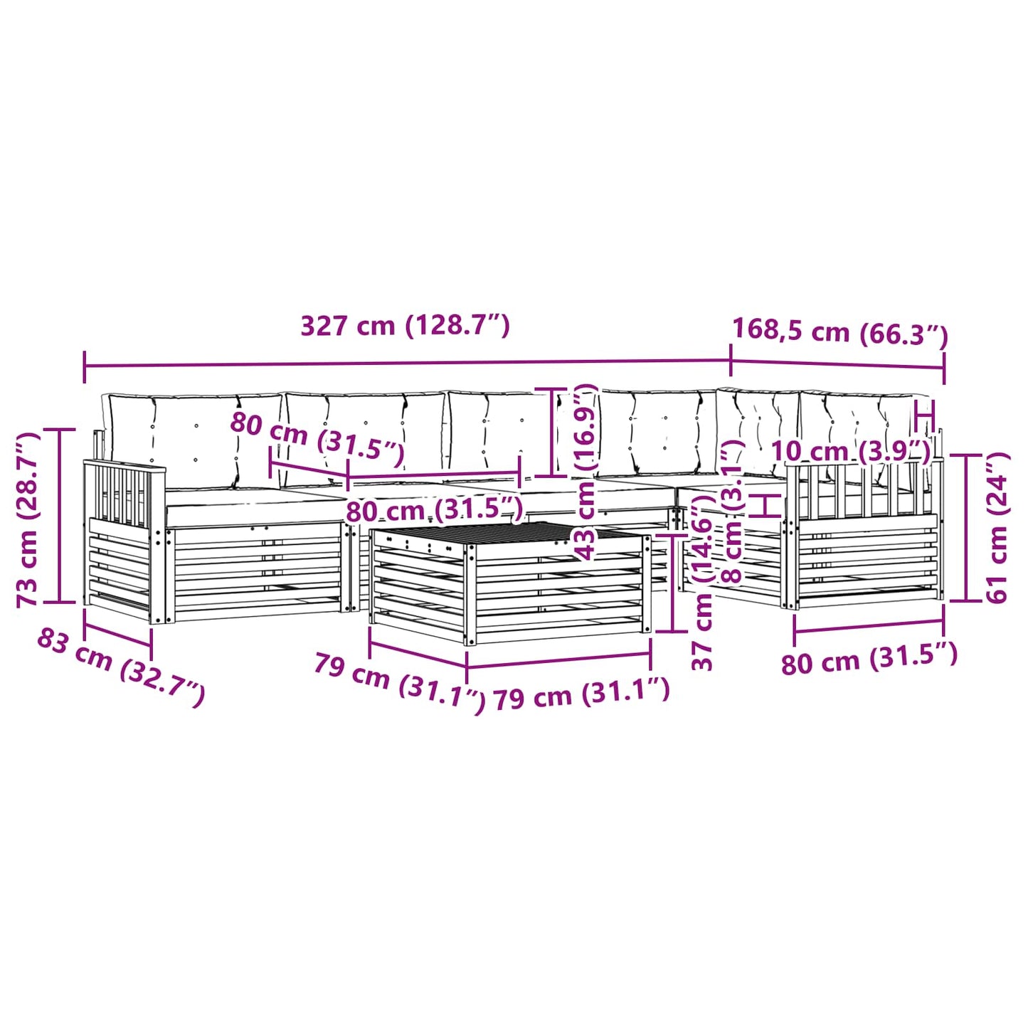 vidaXL Σειρά Καναπέ Εξωτερικού 6 pcs Λευκό και Ανοιχτό Γκρι
