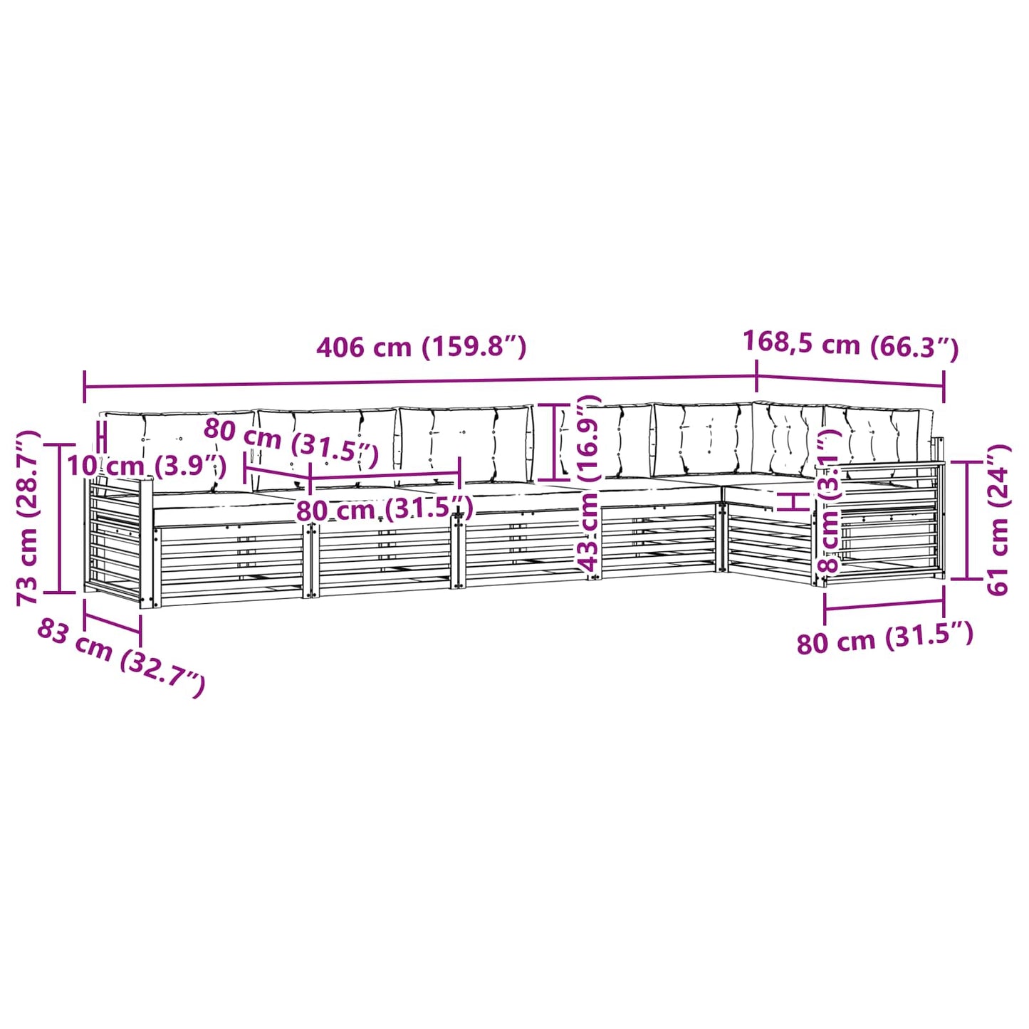 vidaXL Σειρά Καναπέ Εξωτερικού 6 pcs Λευκό και Κρεμ Πολυεστέρας