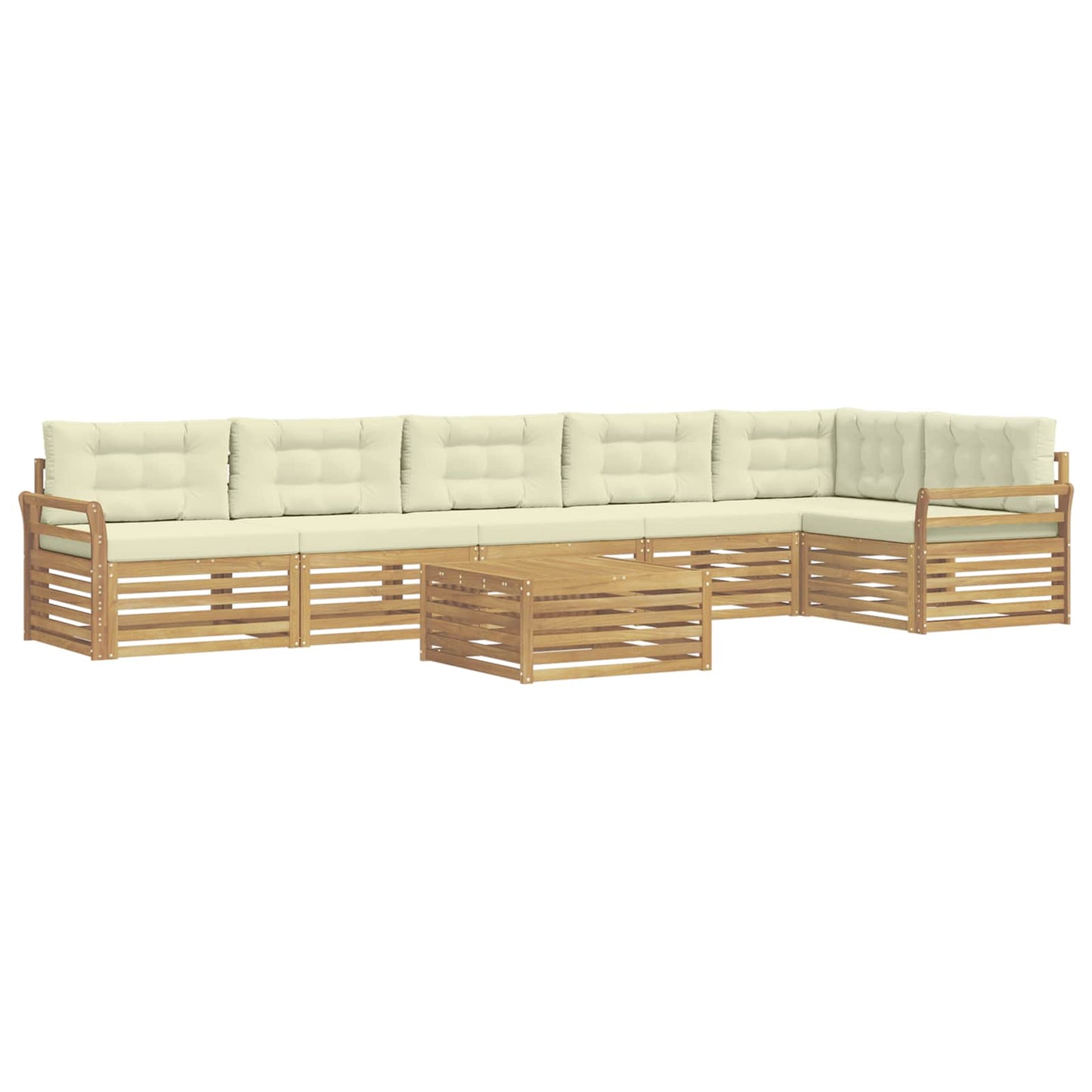 vidaXL Σειρά Καναπέ Εξωτερικού 7 τμχ. Λευκό και Κρεμ Πολυεστέρας