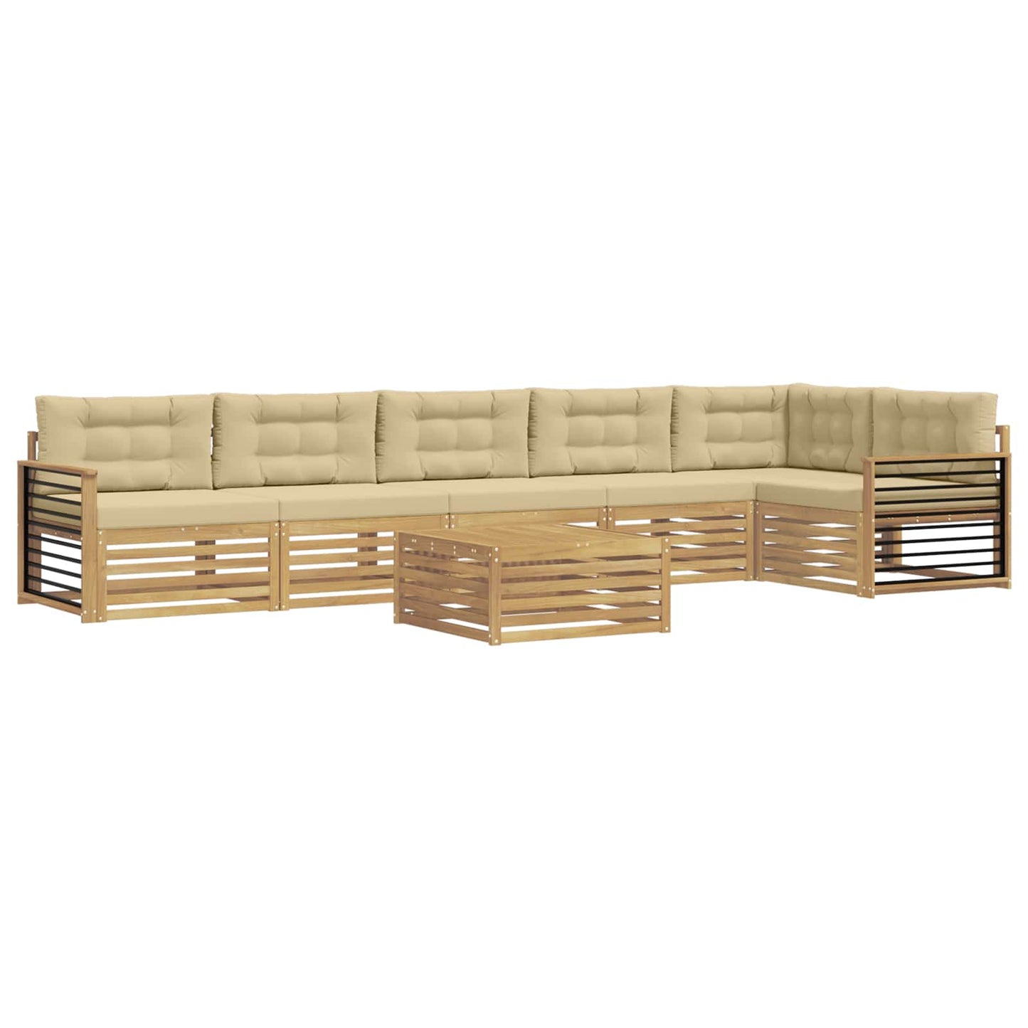 vidaXL Σειρά Καναπέ Εξωτερικού με μαξιλάρι 7 pcs Λευκό και Μπεζ