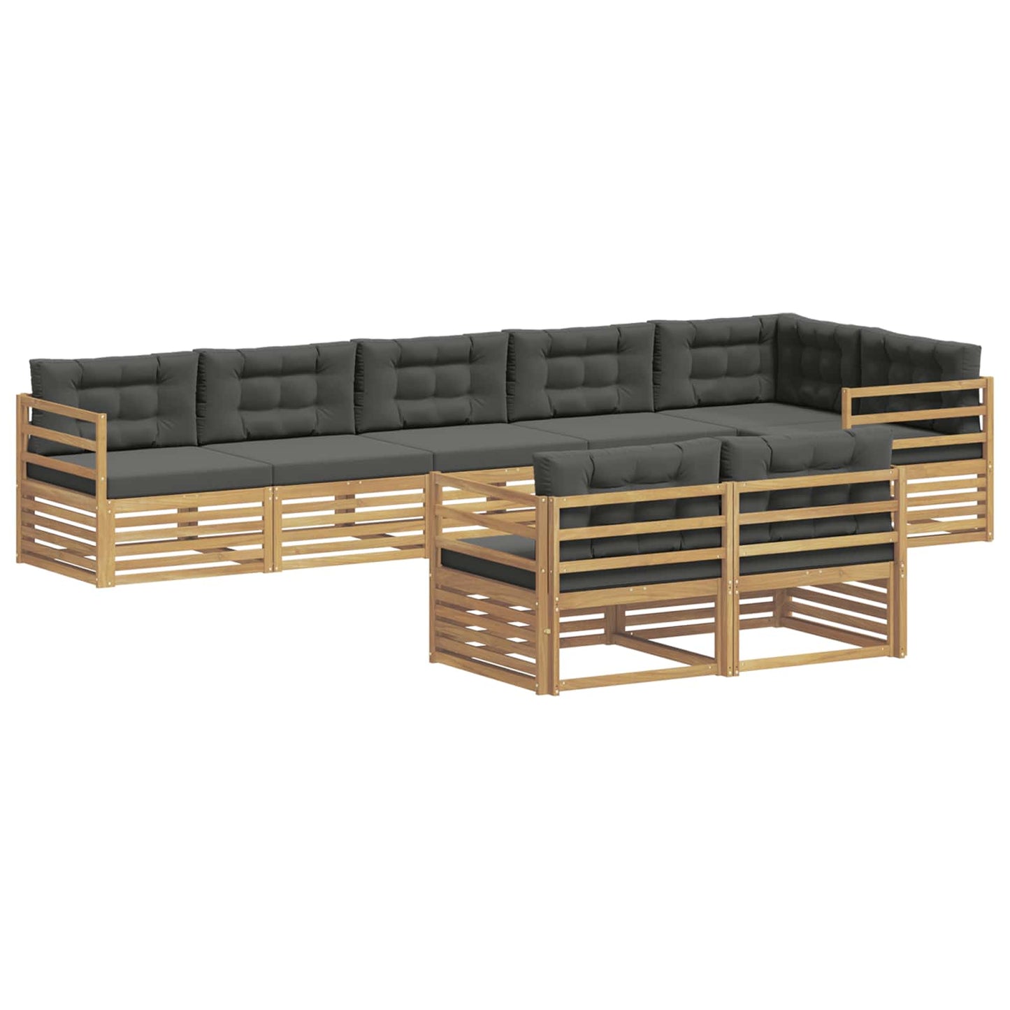 vidaXL Σειρά Καναπέ Εξωτερικού 8 pcs Άσπρο και Ανθρακί Πολυεστέρας