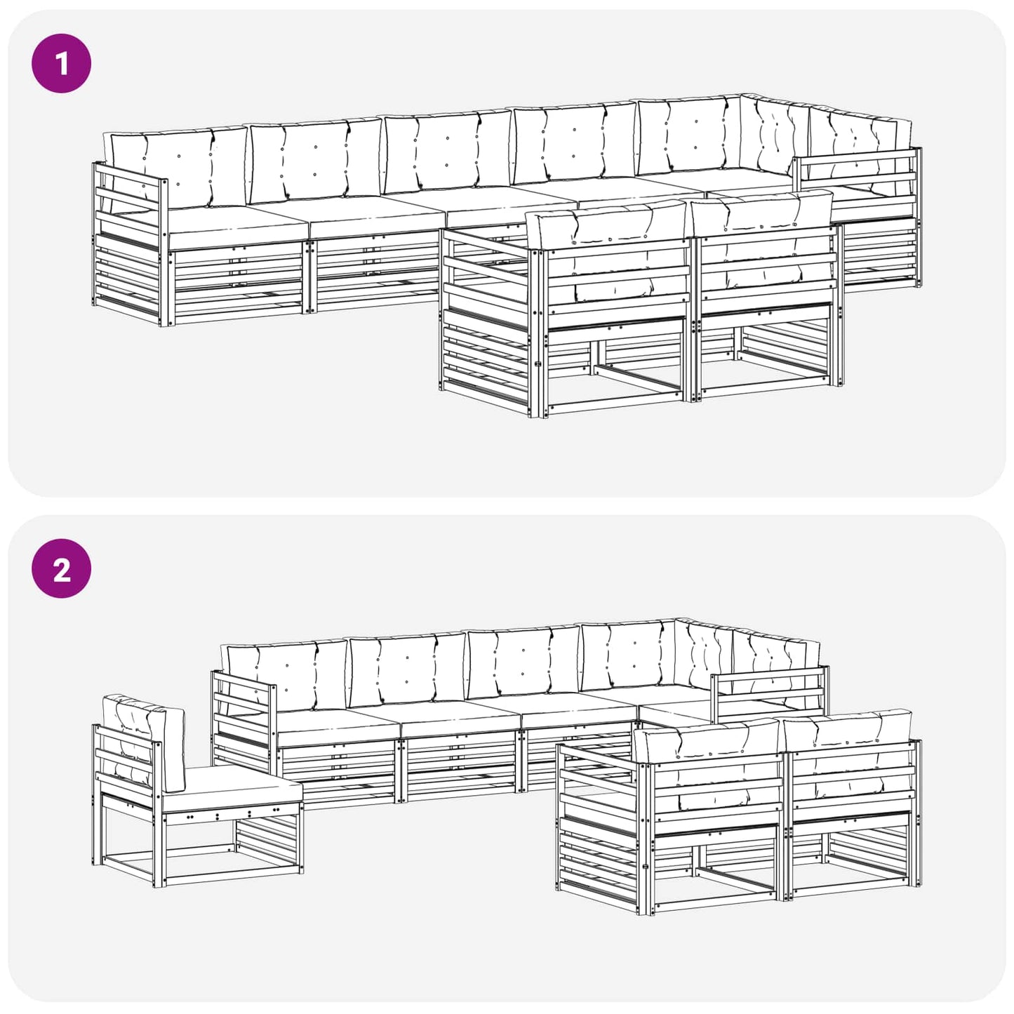 vidaXL Σειρά Καναπέ Εξωτερικού 8 pcs Άσπρο και Ανθρακί Πολυεστέρας