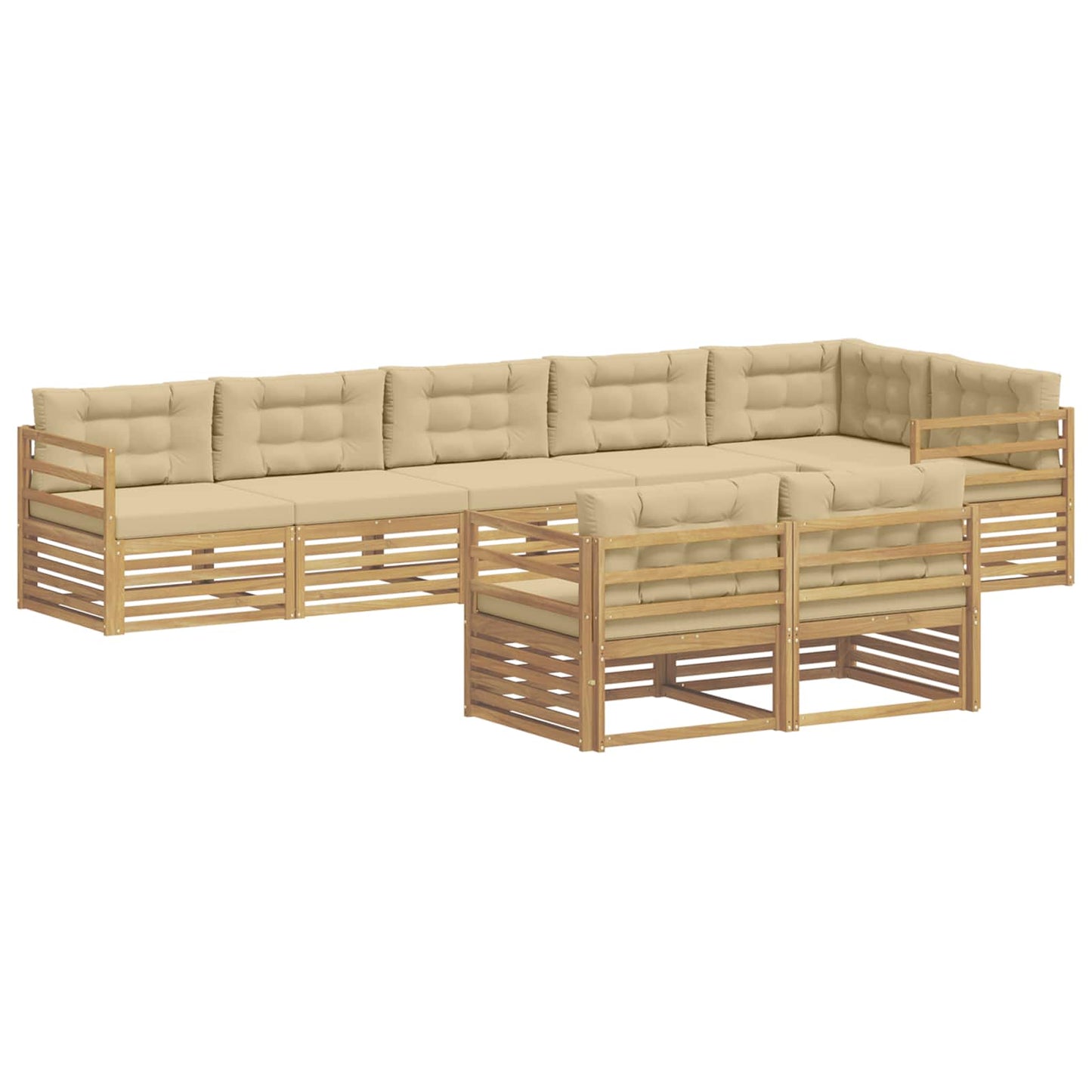 vidaXL Σειρά Καναπέ Εξωτερικού 8 pcs Λευκό και Μπεζ Πολυεστέρας