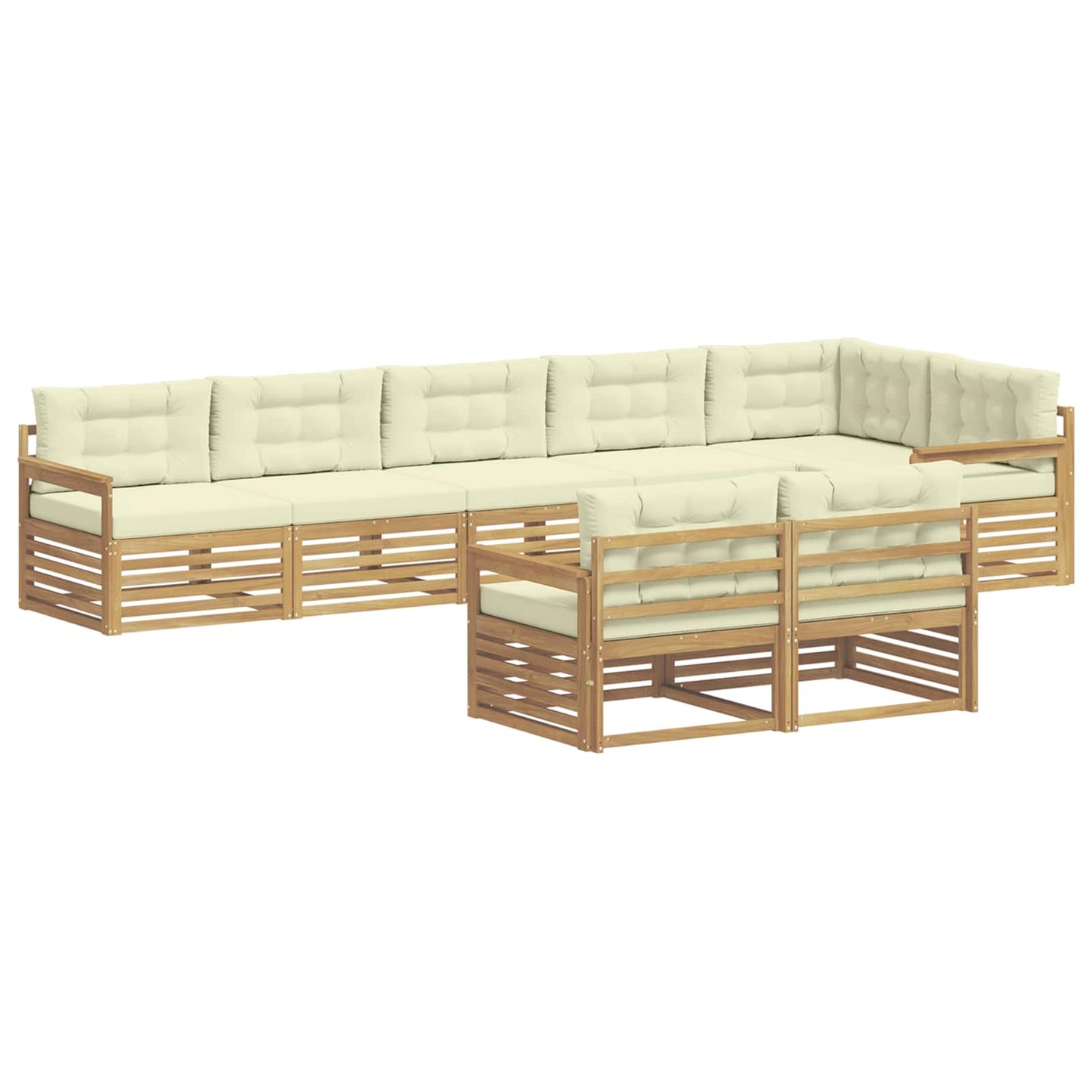 vidaXL Σειρά Καναπέ Εξωτερικού 8 pcs Λευκό και Κρεμ Πολυεστέρας