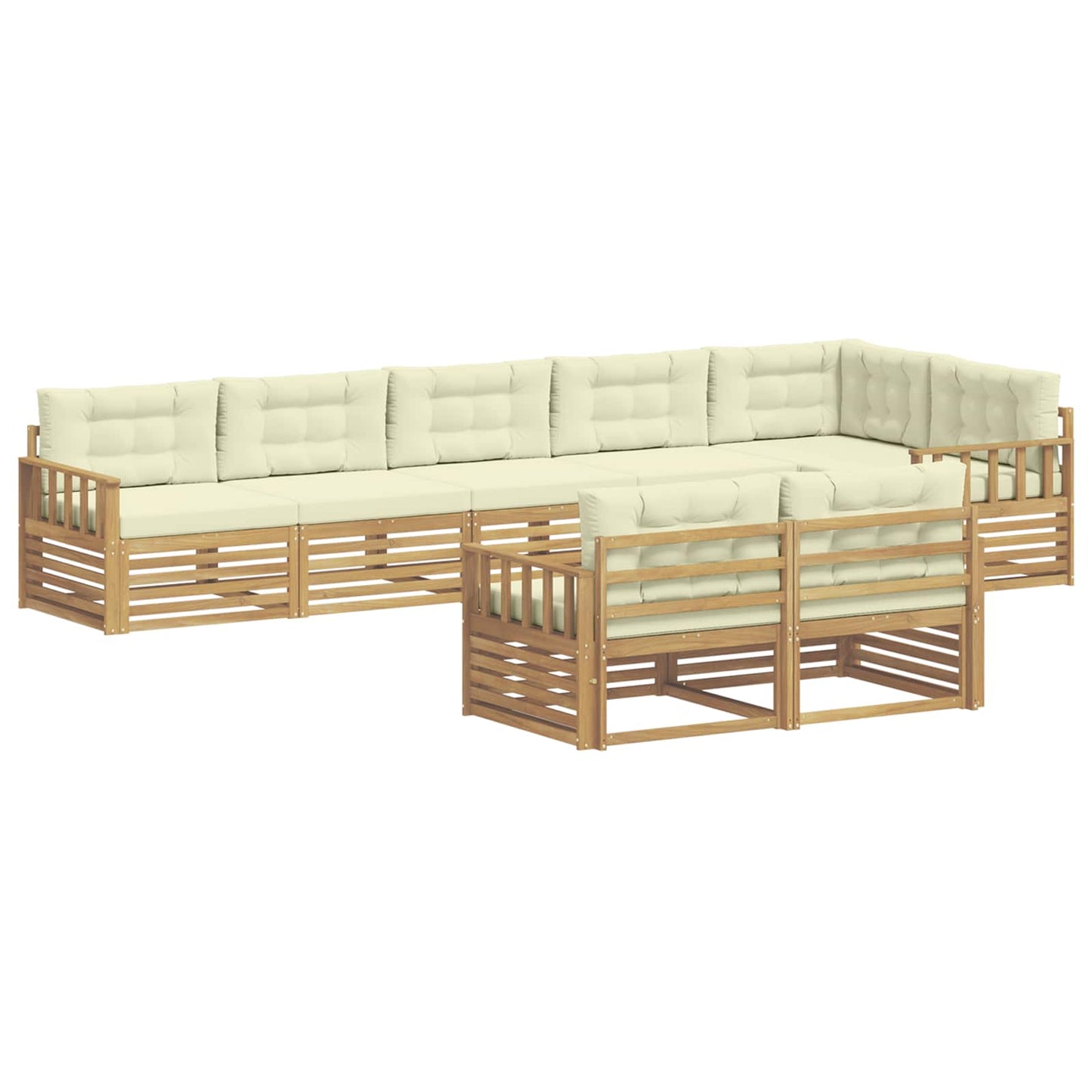 vidaXL Σειρά Καναπέ Εξωτερικού 8 pcs Λευκό και Κρεμ Πολυεστέρας