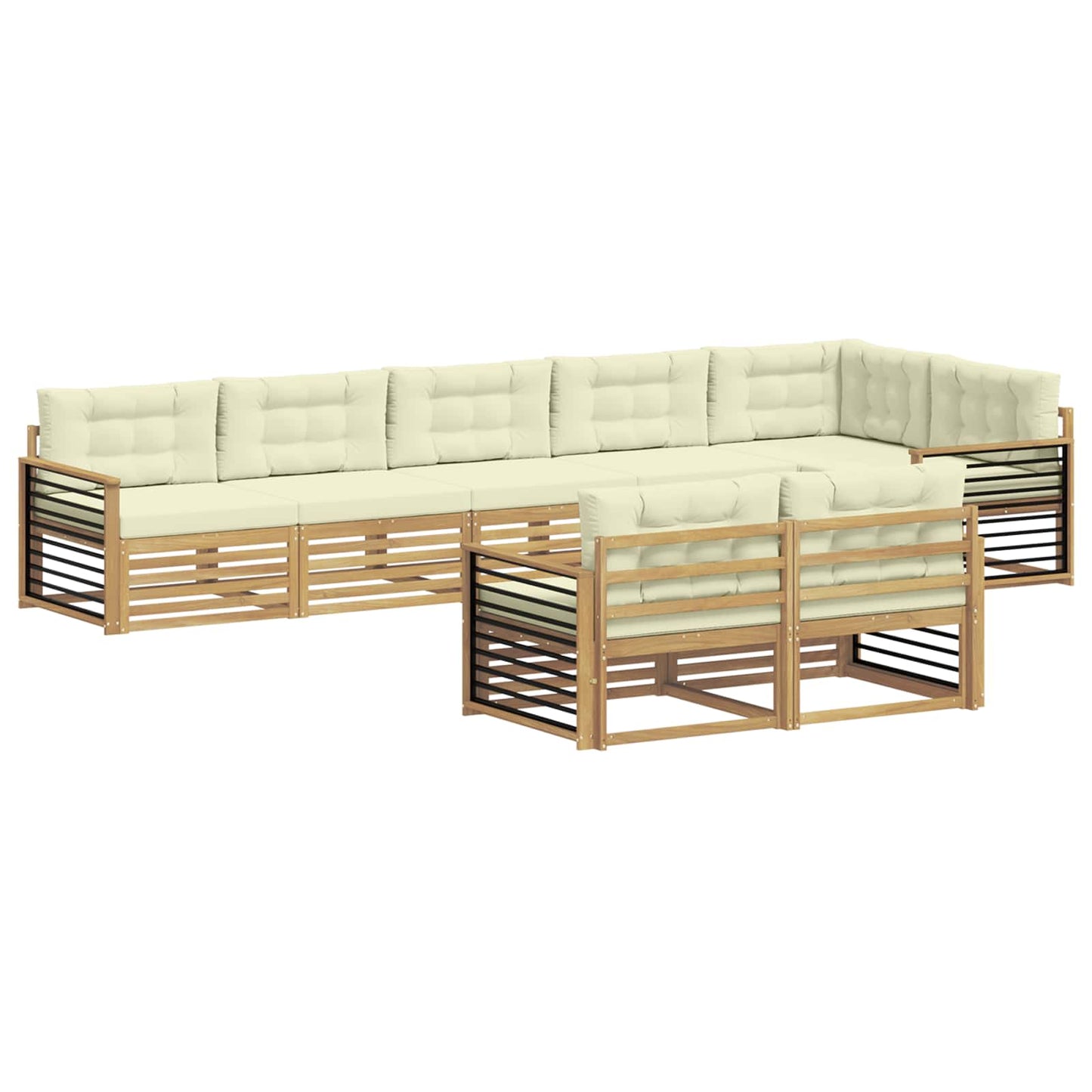 vidaXL Σειρά Καναπέ Εξωτερικού 8 pcs Λευκό και Κρεμ Πολυεστέρας