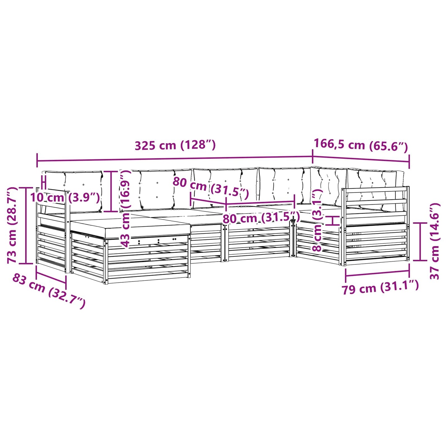 vidaXL Σειρά Καναπέ Εξωτερικού 6 pcs Άσπρο και Ανθρακί Πολυεστέρας