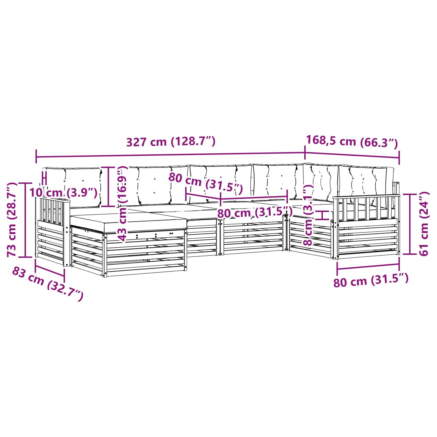vidaXL Σειρά Καναπέ Εξωτερικού 6 pcs Λευκό και Ανοιχτό Γκρι